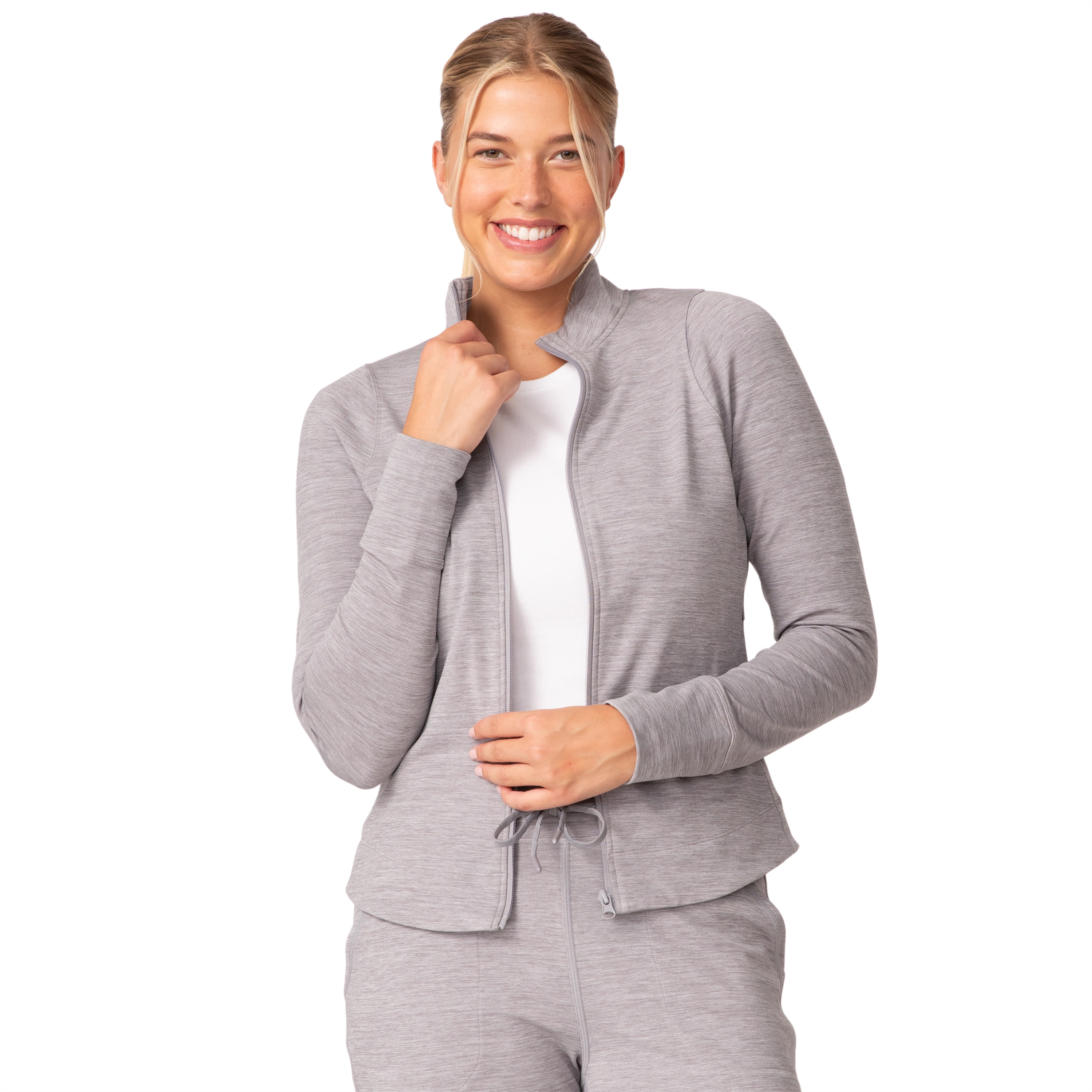 Chamarra de franela ligera gris para mujer de Free Country (Talla pequeña)