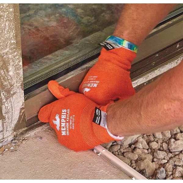 Guantes recubiertos de alta visibilidad y resistencia al corte de Mcr Safety, Nivel de corte A4, calibre 13, color naranja, 2XL (11) - 9178NFOXXL