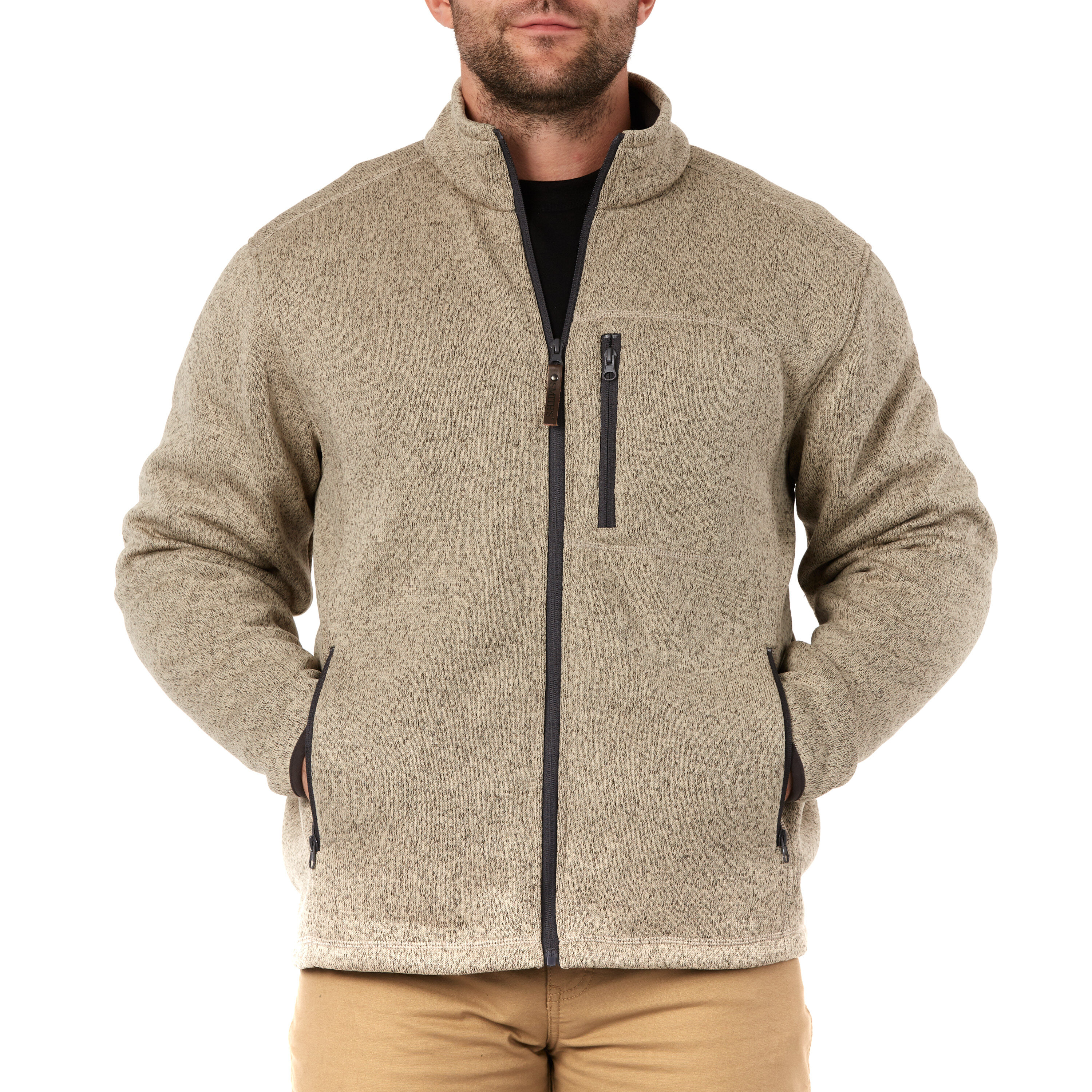 Ropa de trabajo para hombre en poliéster color avena con forro polar aislante (Talla Grande)