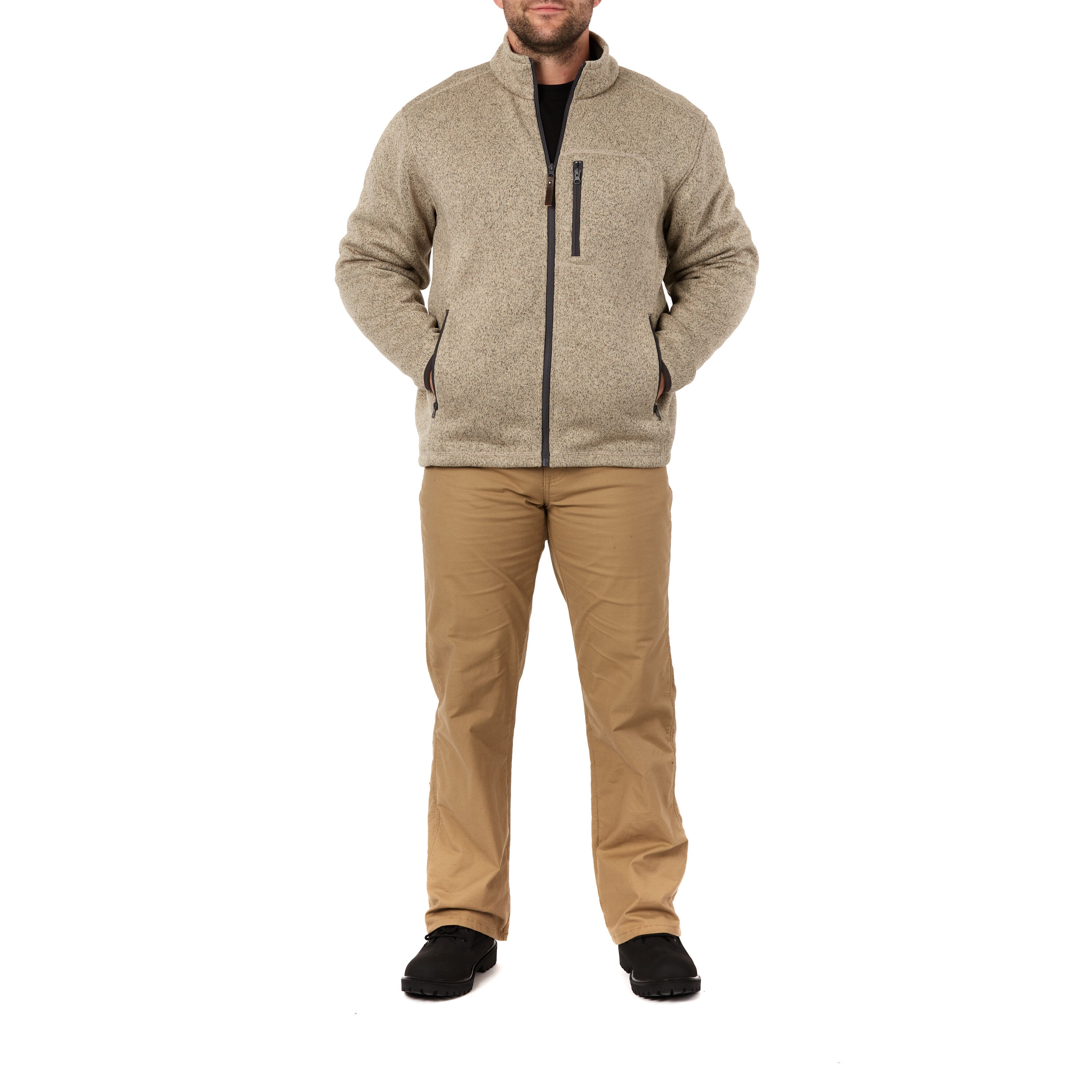 Ropa de trabajo para hombre en poliéster color avena con forro polar aislante (Talla Grande)