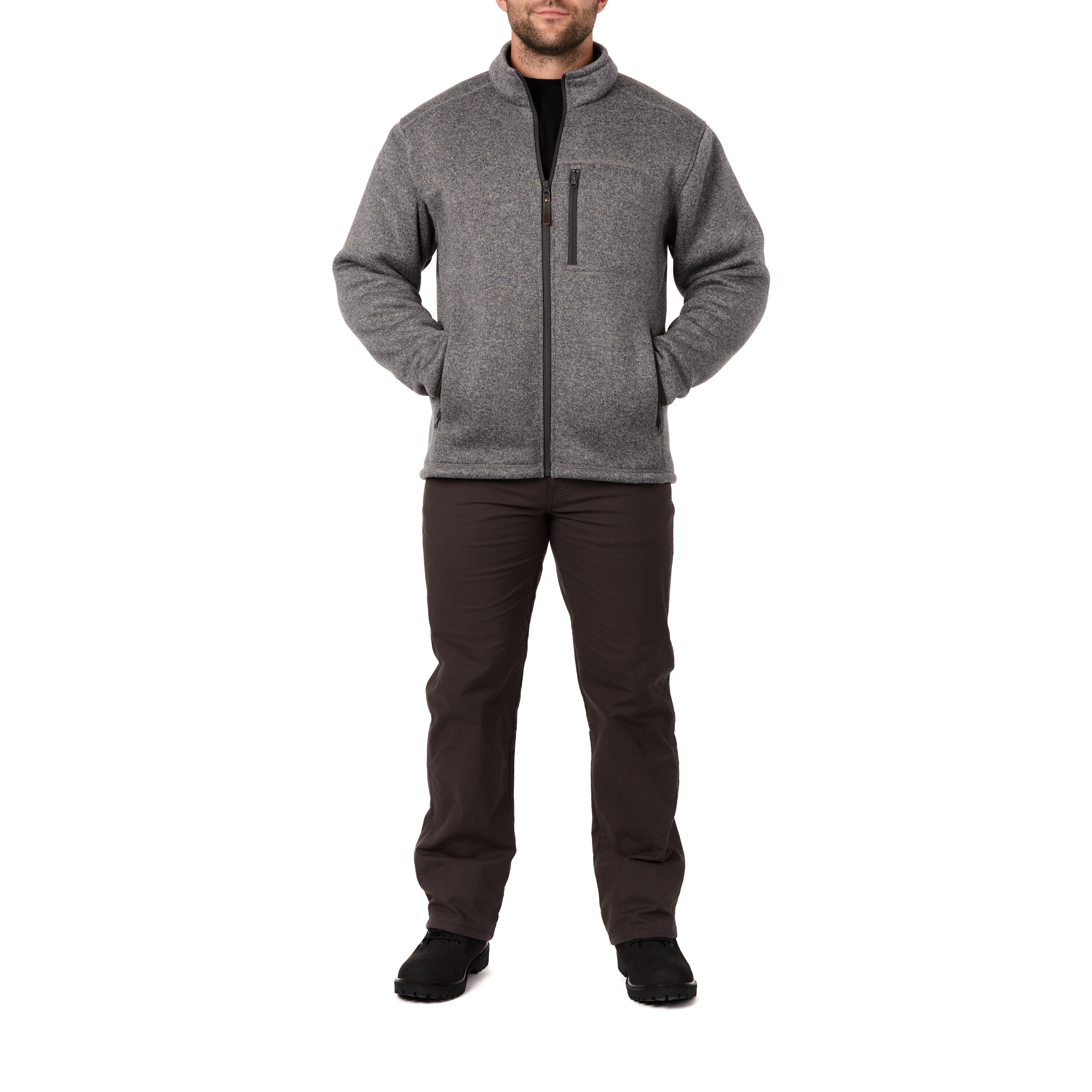 Ropa de trabajo para hombre en poliéster gris jaspeado con forro polar (Talla Grande)