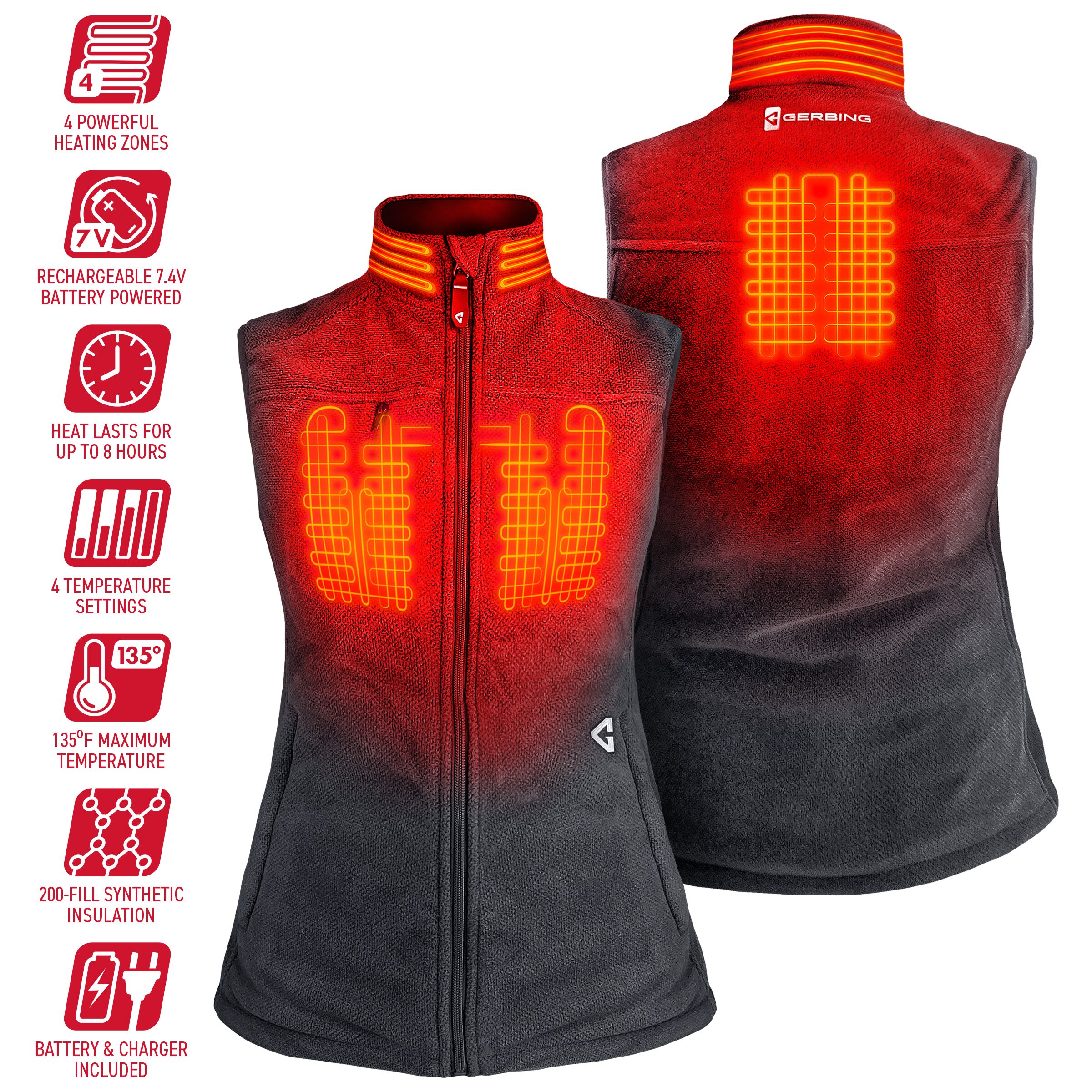 Chaleco térmico de poliéster gris para mujer talla extra chica
