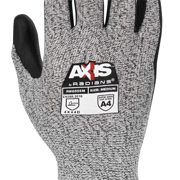 Guantes recubiertos resistentes al corte de restricción de radianes, Nivel de corte A4, gris, L - RWG555L