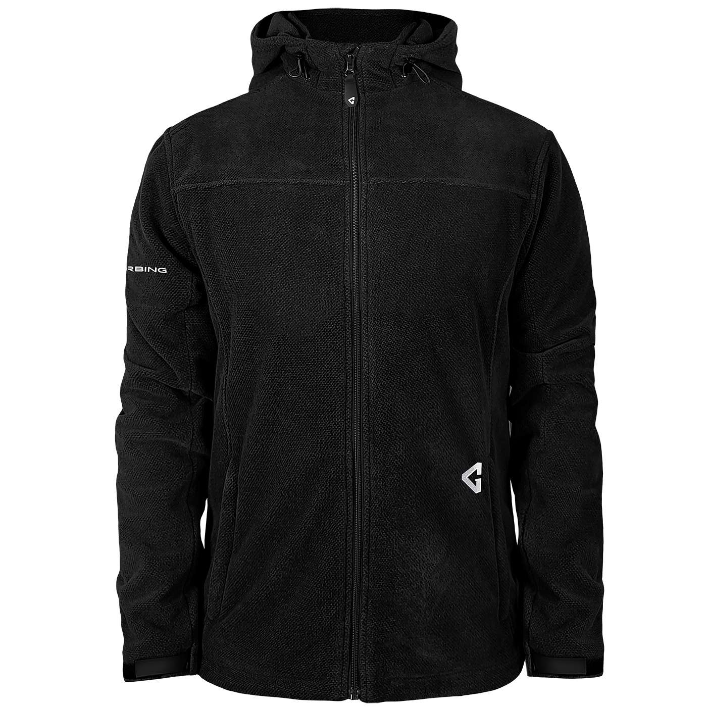 Chamarra térmica con capucha de forro polar para hombre en negro y peso mediano con batería y cargador incluidos (Grande)
