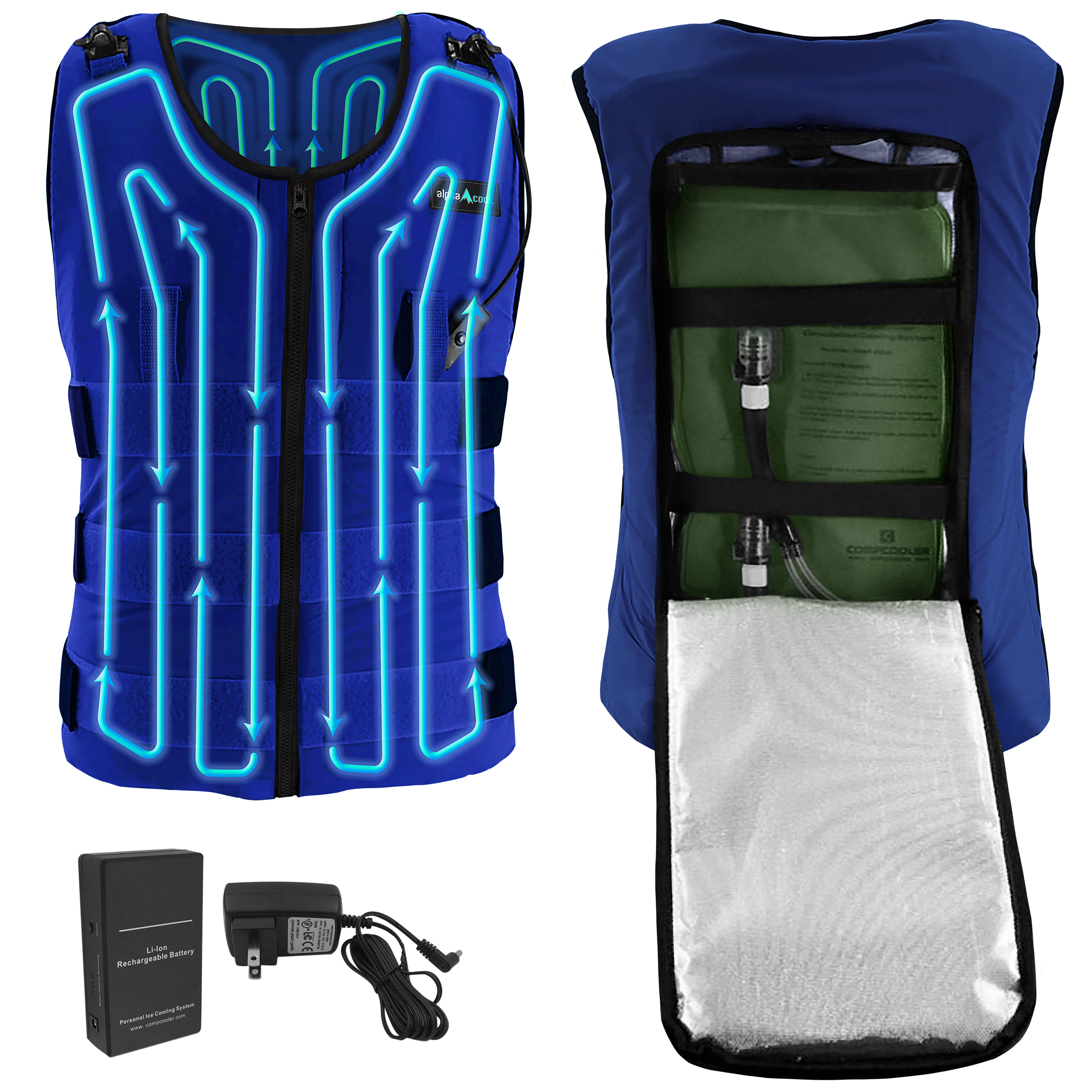 Chaleco de enfriamiento de poliéster azul unisex para adulto AlphaCool XL/2XL
