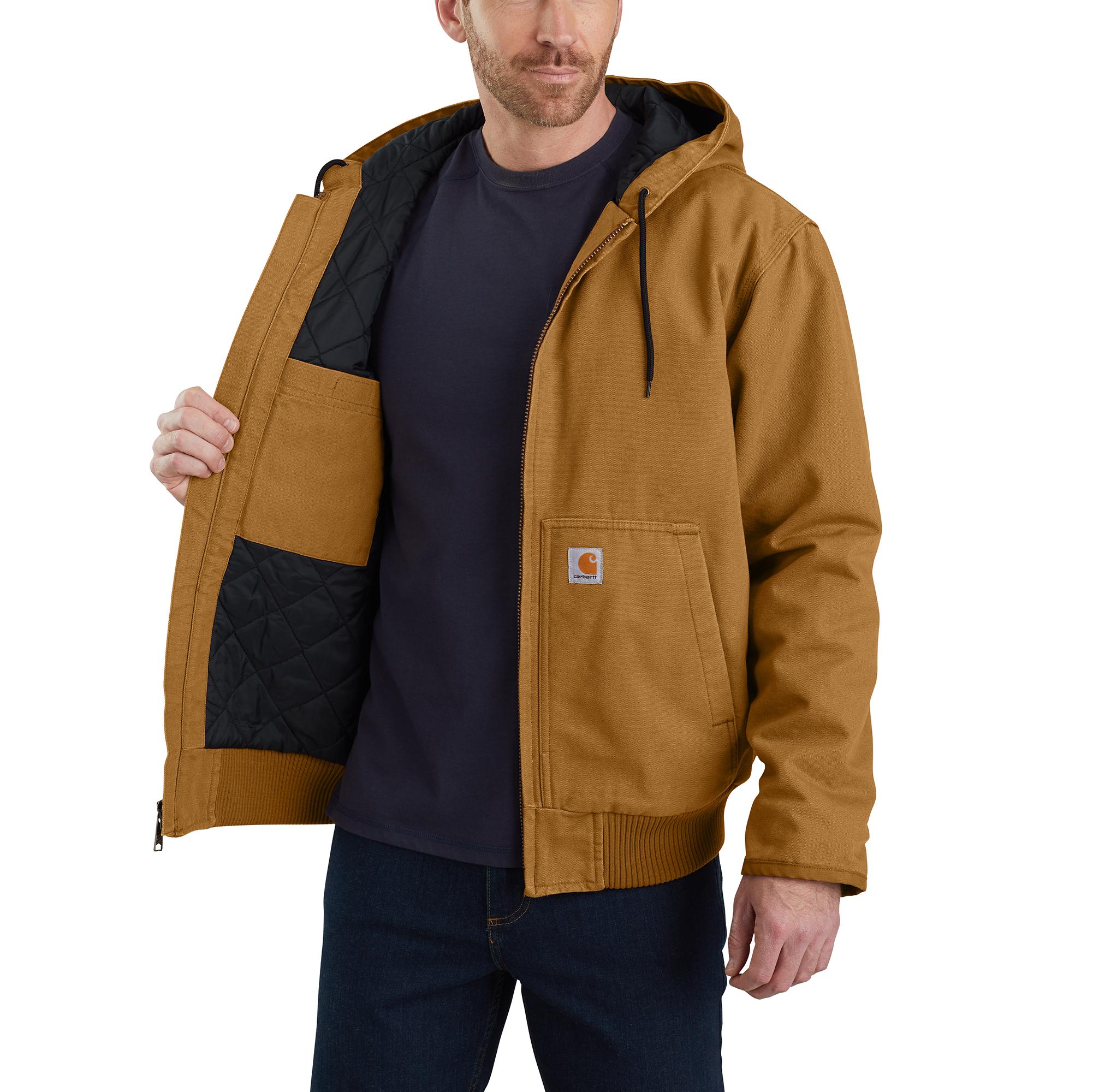 Chamarra de trabajo aislante con capucha tejida de peso medio en color marrón Carhartt para hombre (3XL)