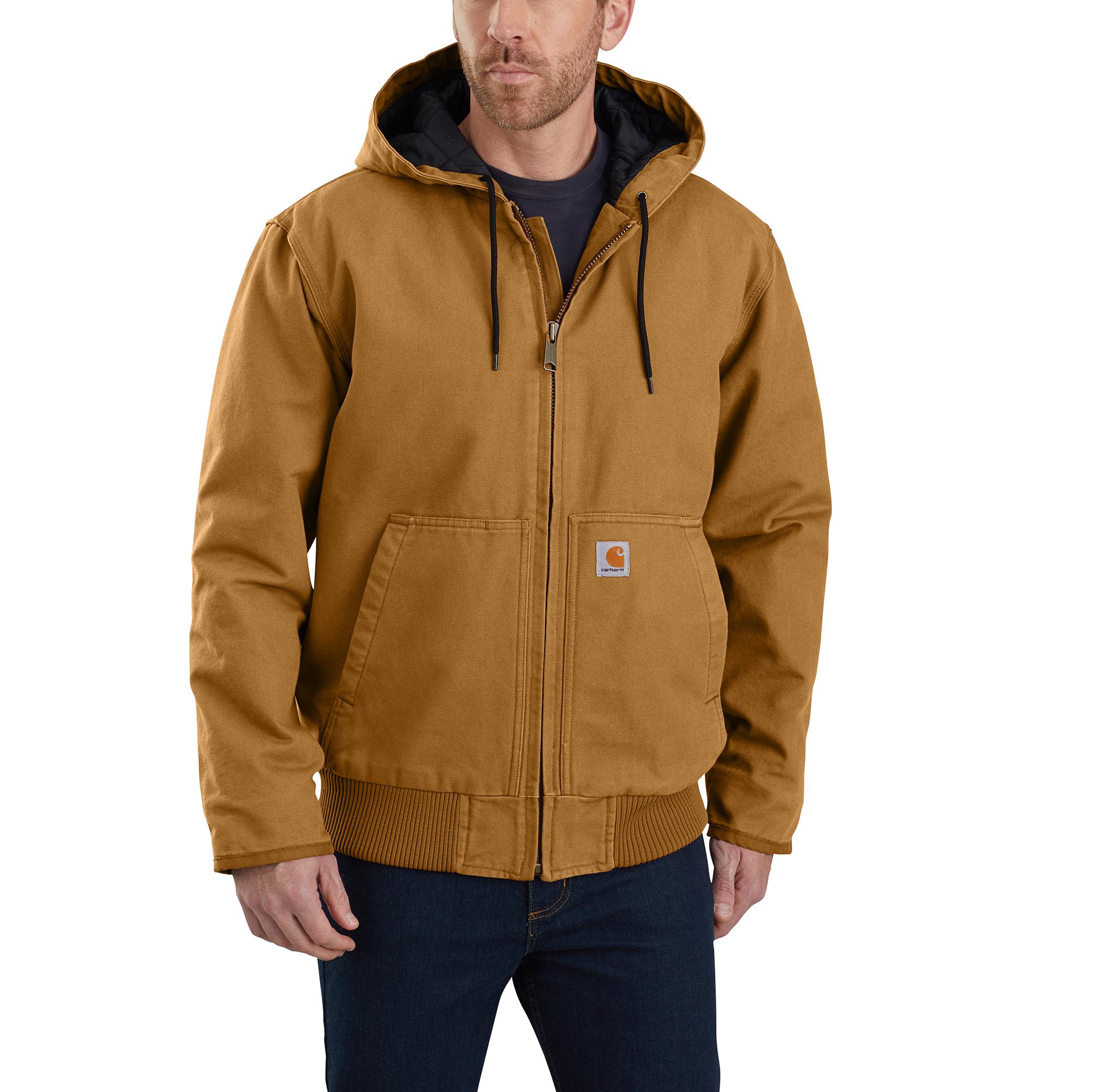 Chamarra de trabajo aislante con capucha tejida de peso medio en color marrón Carhartt para hombre (3XL)