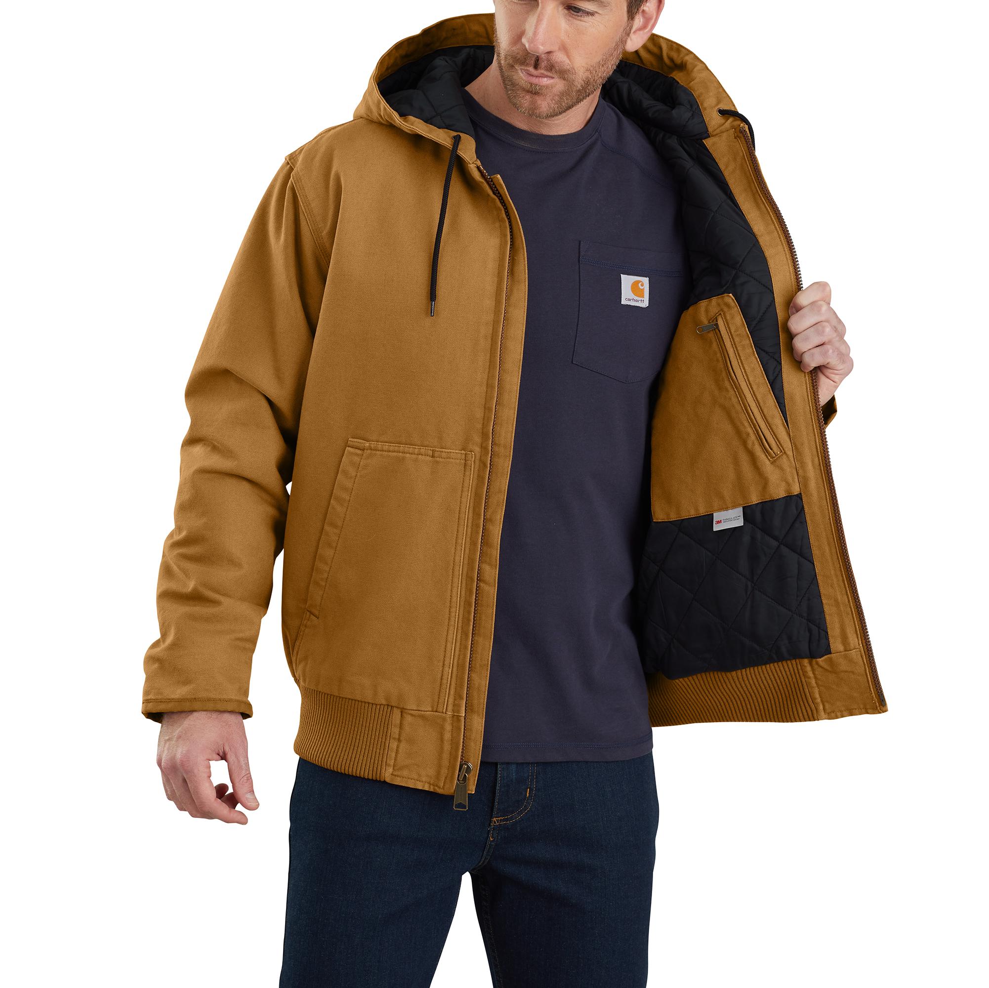 Chamarra de trabajo aislante con capucha tejida de peso medio en color marrón Carhartt para hombre (3XL)