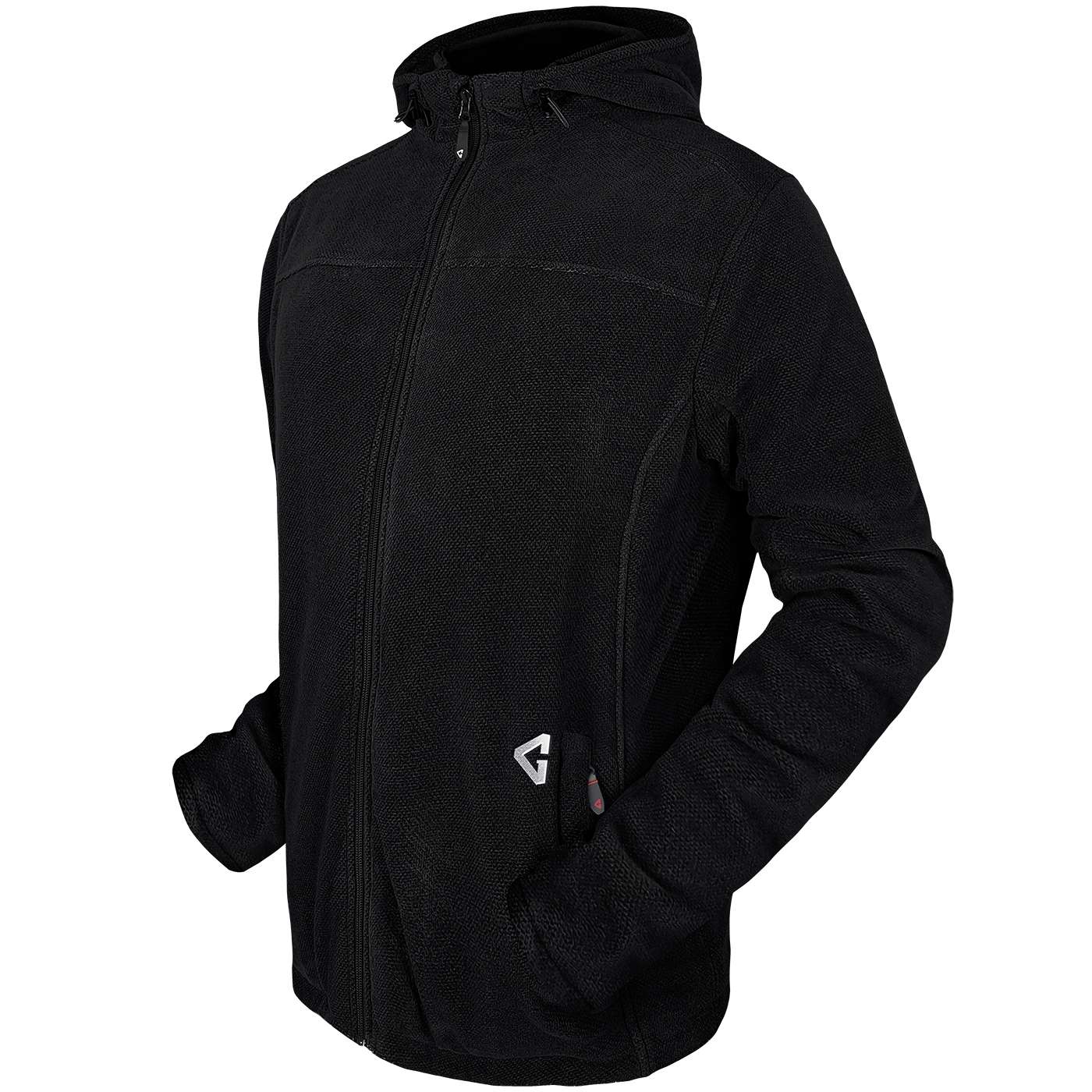 Chamarra con calefacción con capucha de forro polar Mediano para Hombre color Negro (Talla Extra Grande) - Batería y Cargador Incluidos