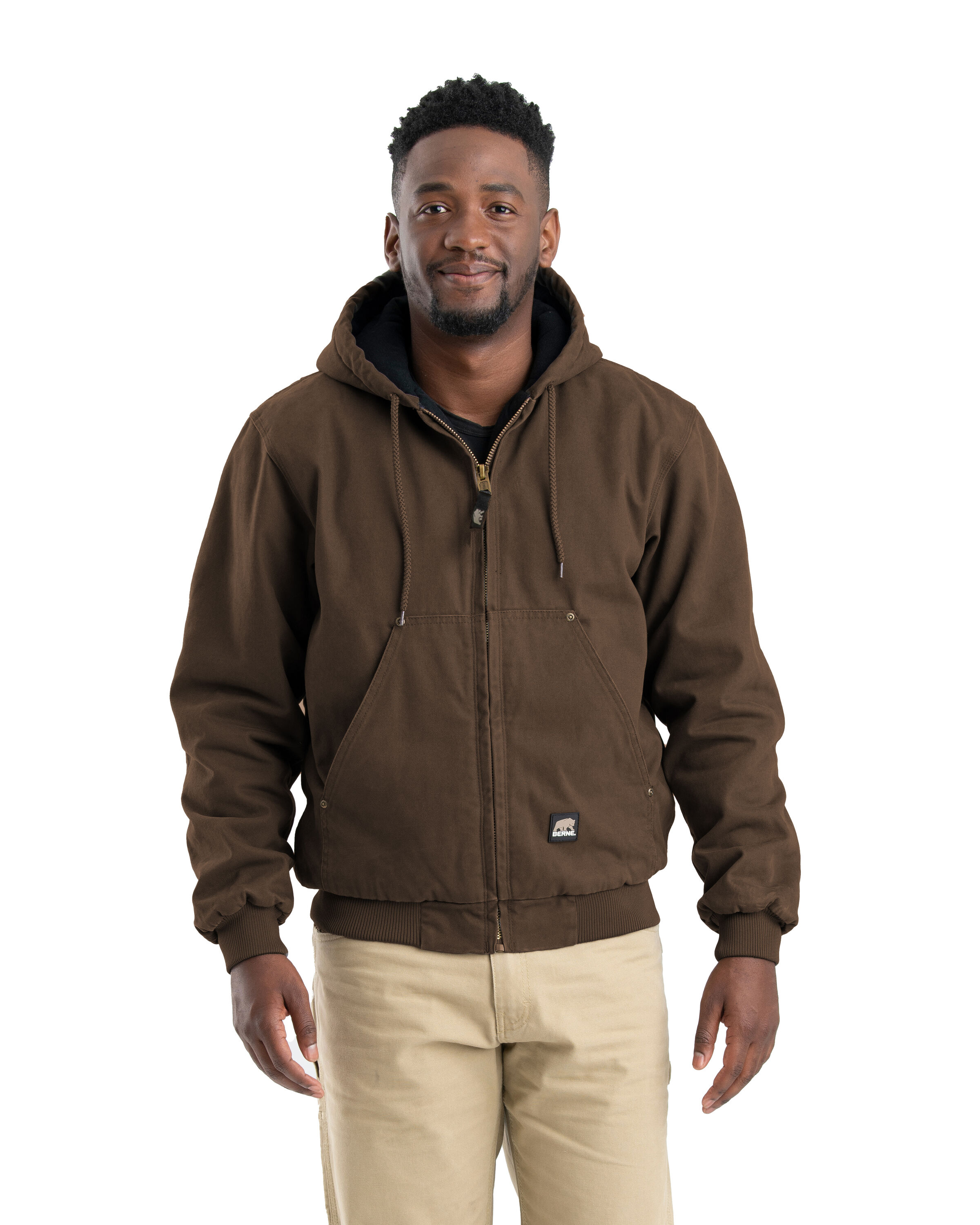Chamarra de trabajo con capucha, forrada y de lona resistente lavada para hombre (Talla 2XL)