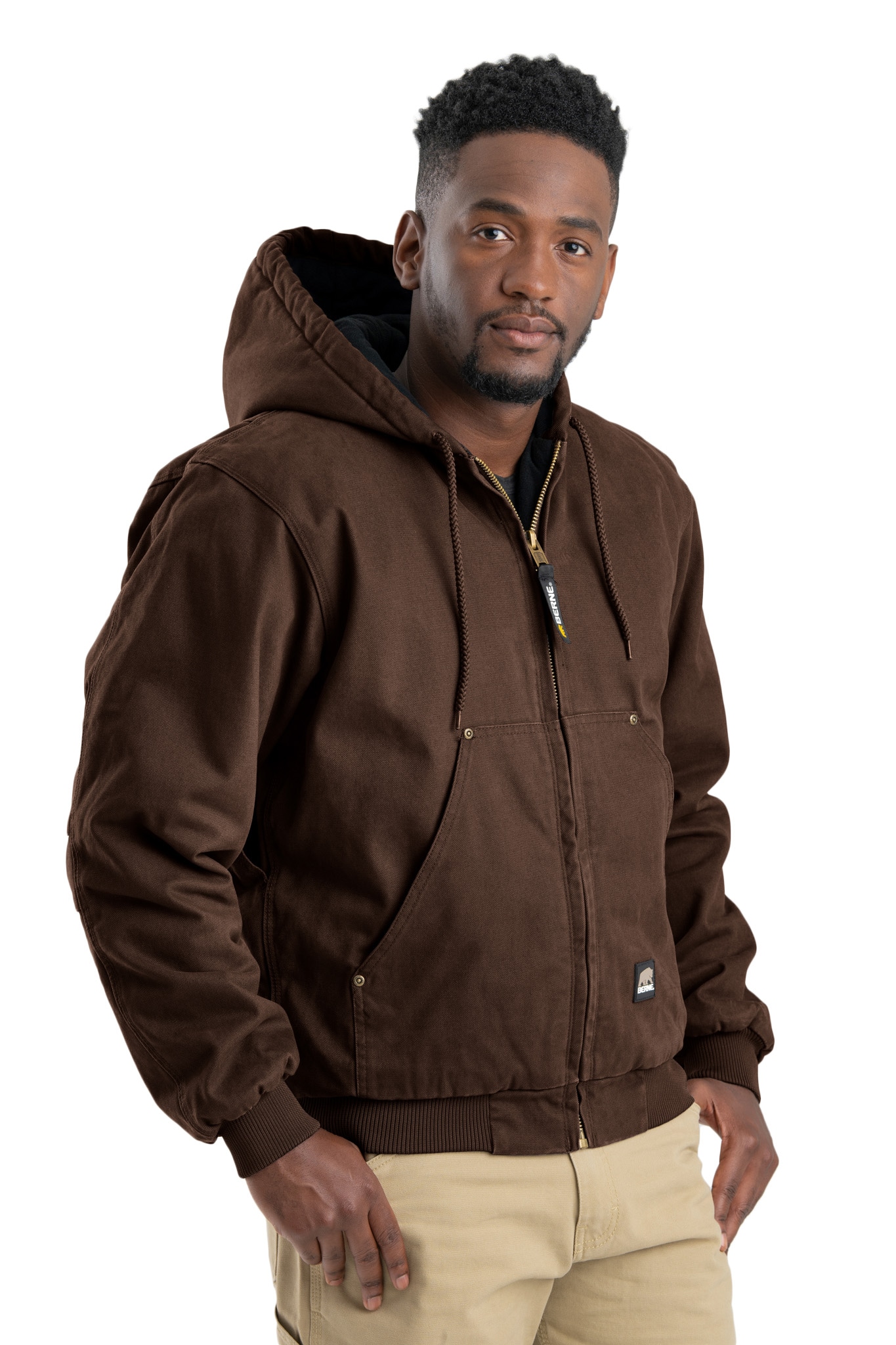 Chamarra de trabajo con capucha, forrada y de lona resistente lavada para hombre (Talla 2XL)