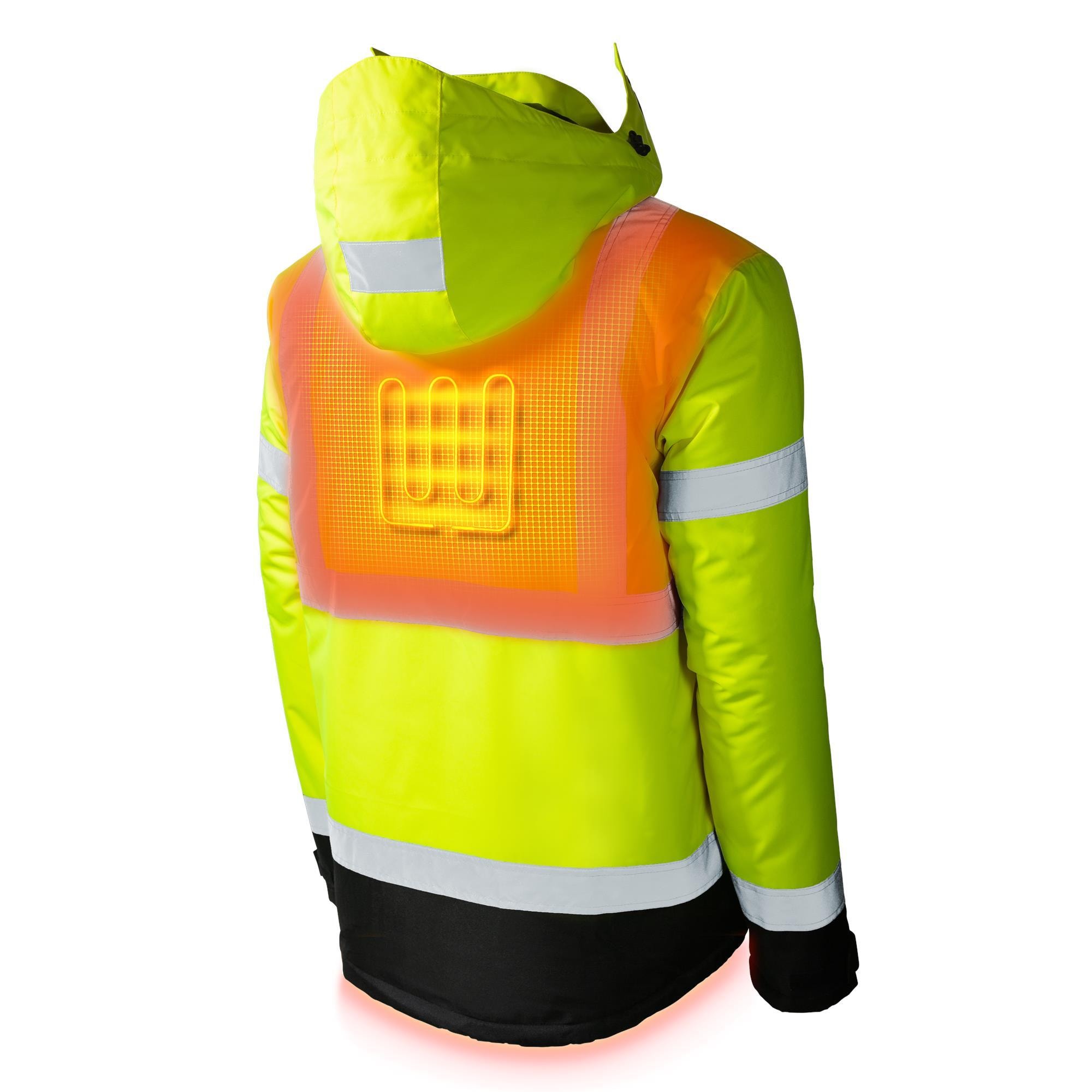 Chamarra de hombre con capucha y calefacción aislada de peso medio en amarillo, talla mediana.
