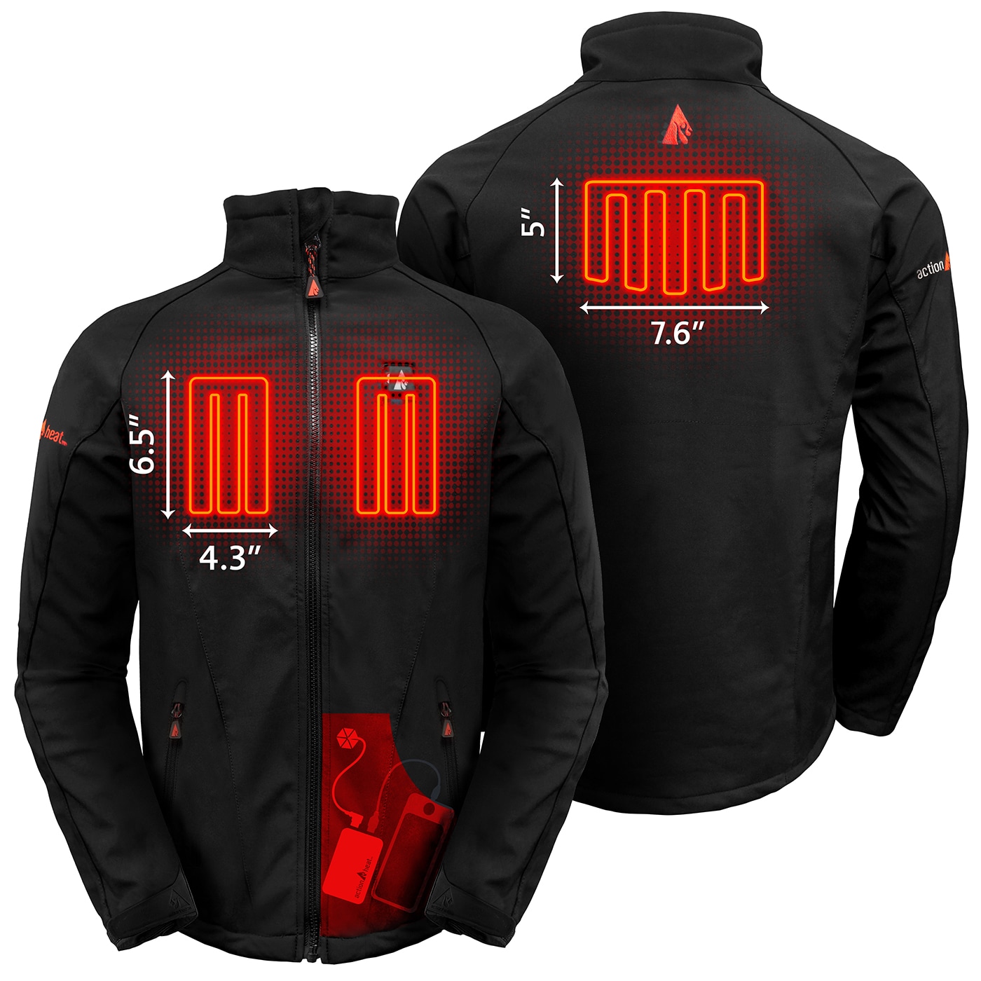 Chamarra térmica negra ligera para hombre de ActionHeat (Grande)