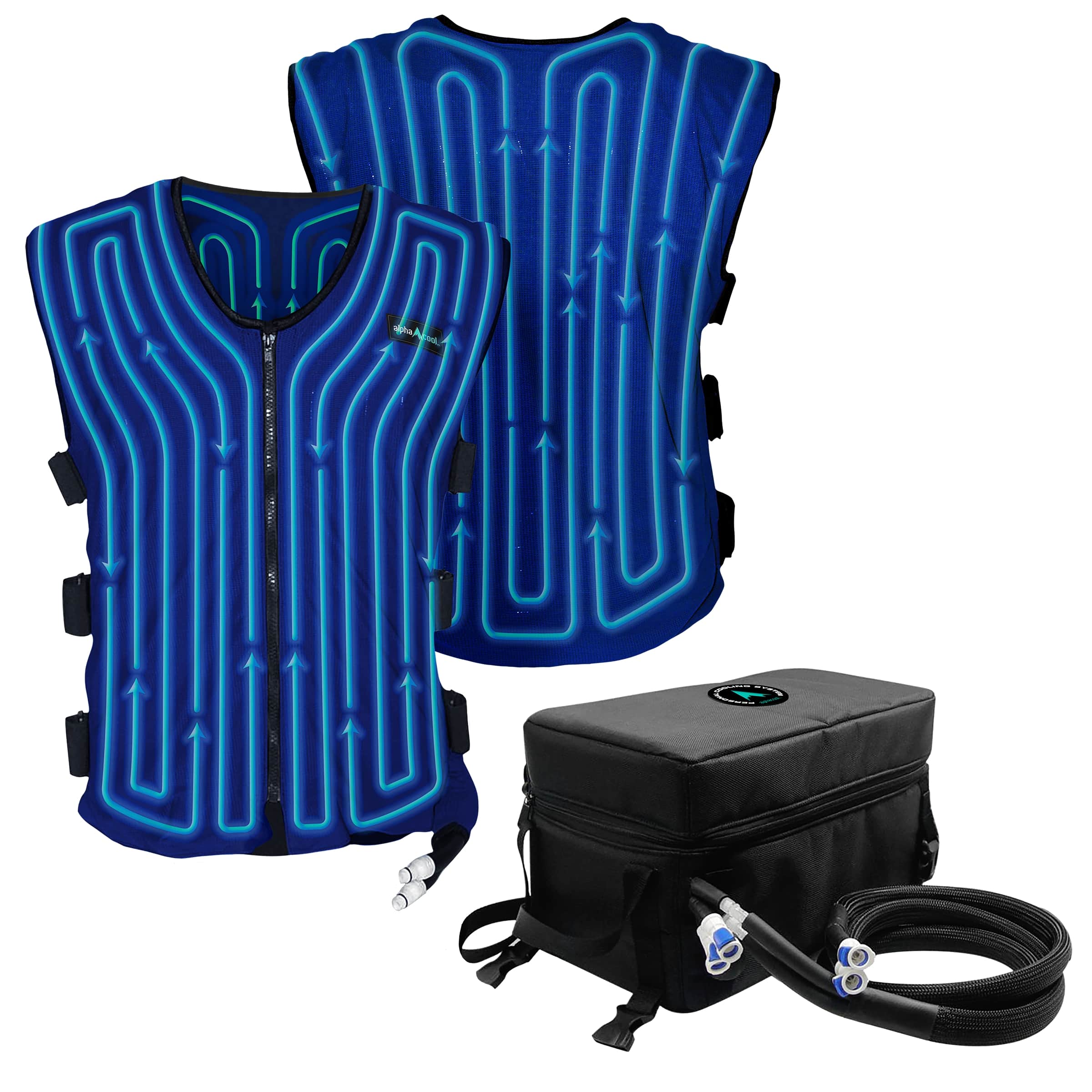 Chaleco de enfriamiento de poliéster azul unisex para adultos de AlphaCool en talla 3XL/4XL