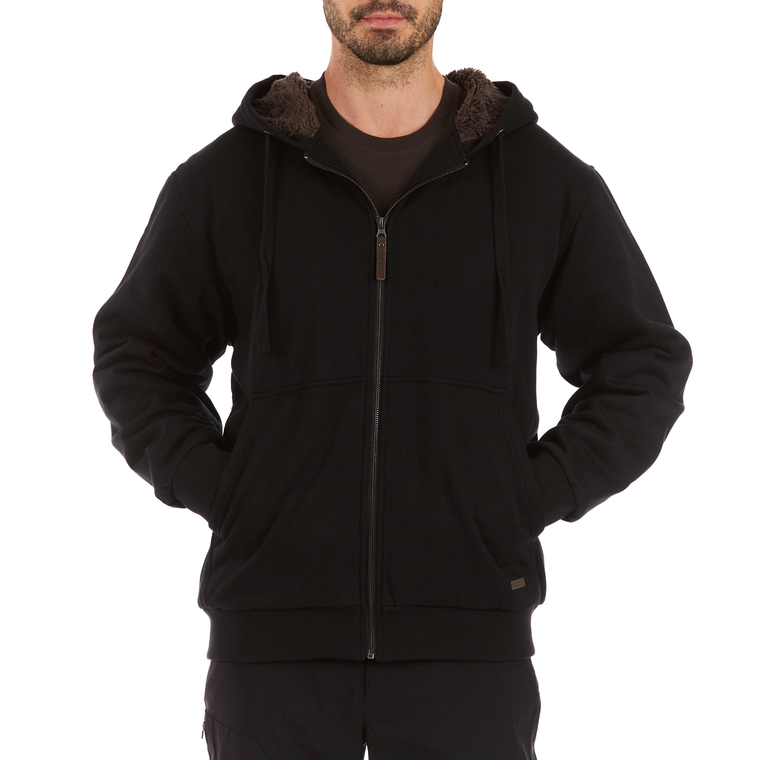 Chamarra de Trabajo con Capucha de Felpa Mediana para Hombre en Negro de Smith's Workwear (2XL)