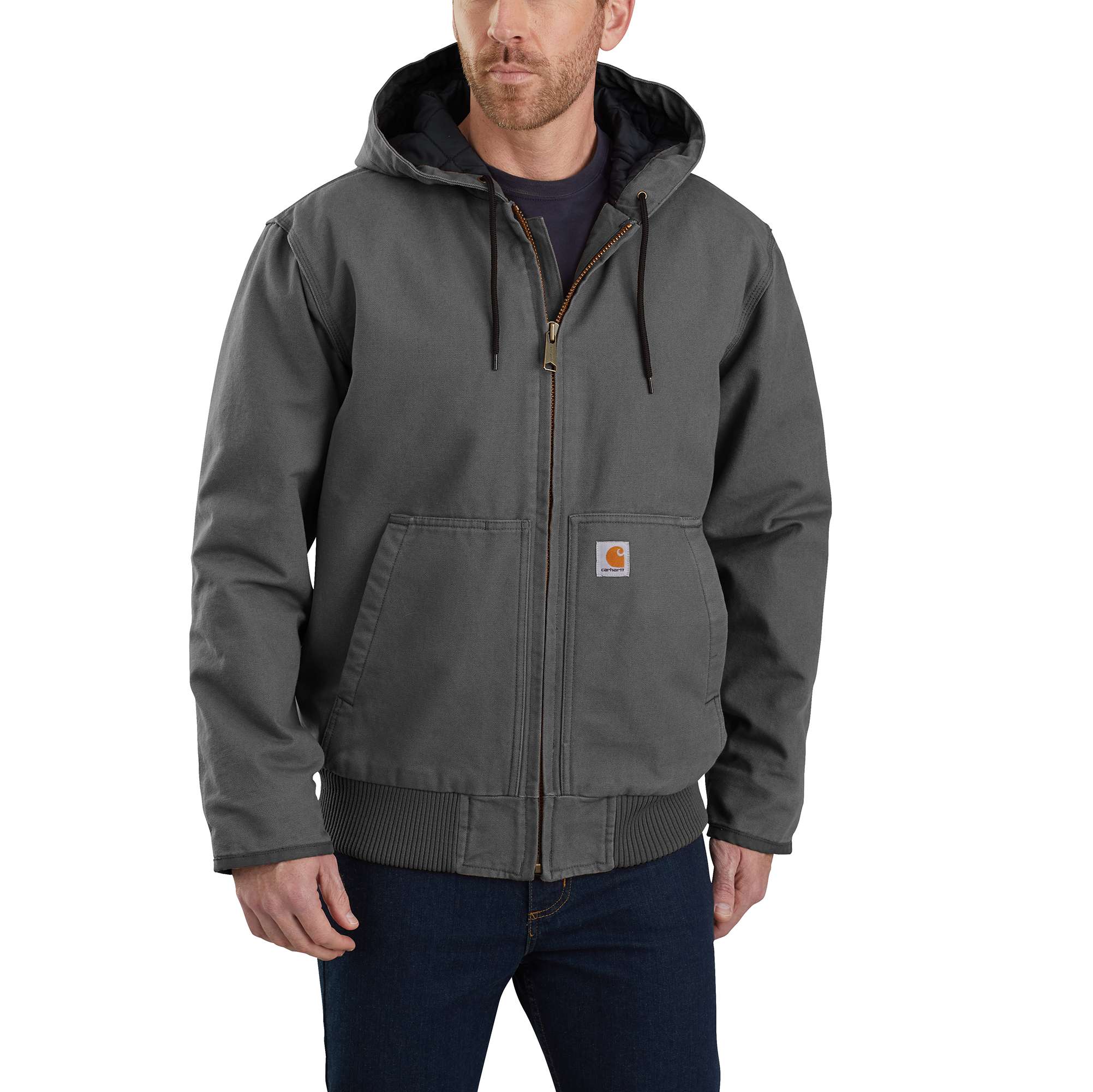 Chamarra de Trabajo Acolchada con Capucha y Peso Medio en Grava para Hombres Carhartt (2XL)