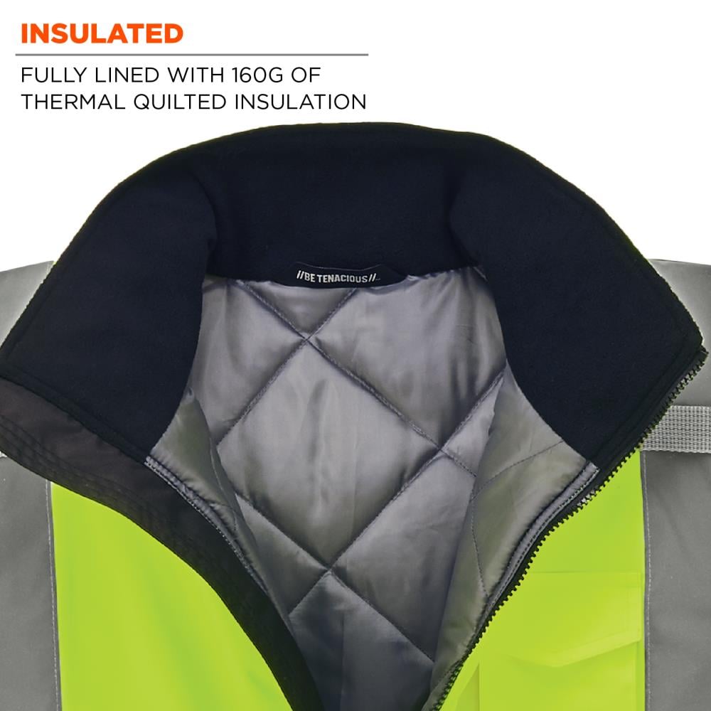 Chamarra Bomber Acolchada con Capucha en Verde Lima para Adulto (Talla Extra Grande) 25629