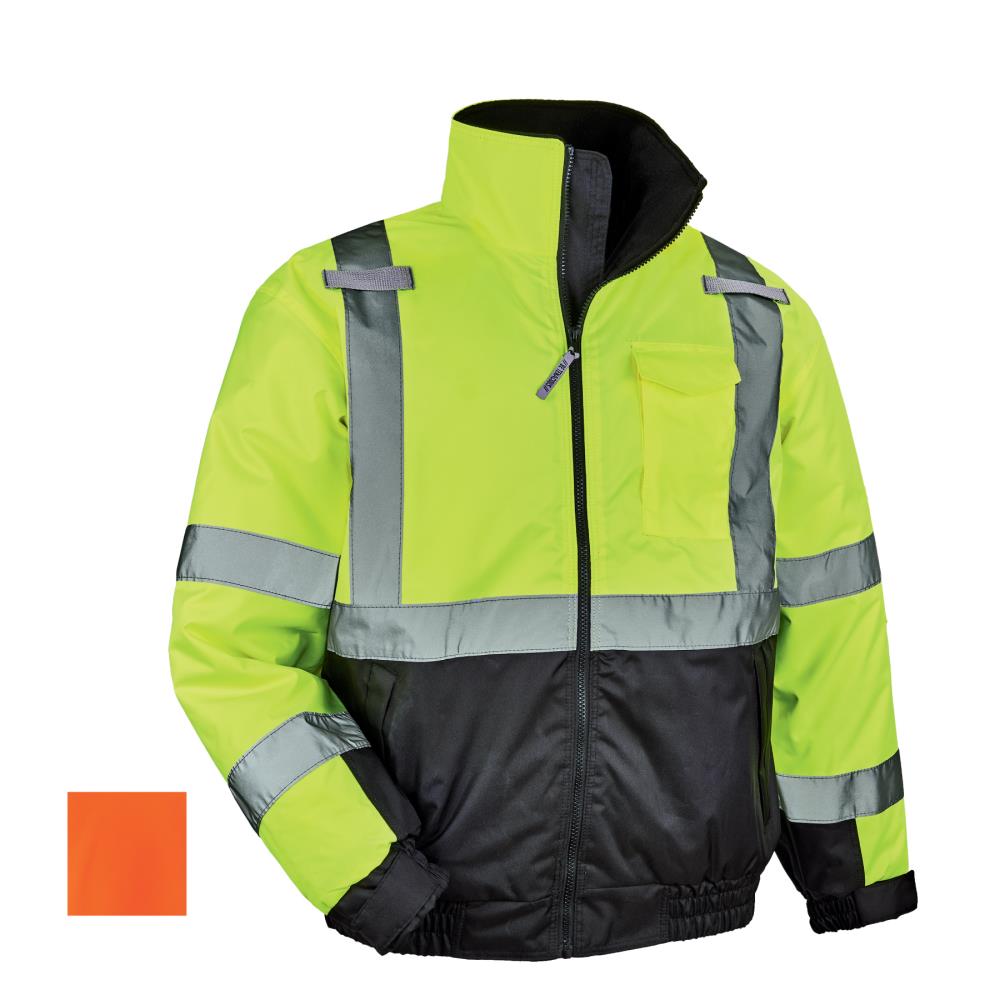 Chamarra Bomber Acolchada con Capucha en Verde Lima para Adulto (Talla Extra Grande) 25629