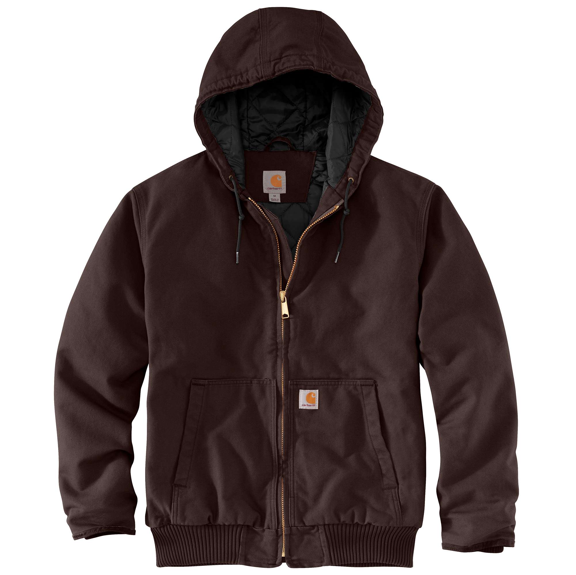 Chamarra de trabajo aislada con capucha entramada de peso medio en café oscuro para hombre Carhartt (Talla 2XL) 104050-DKB2XLREG