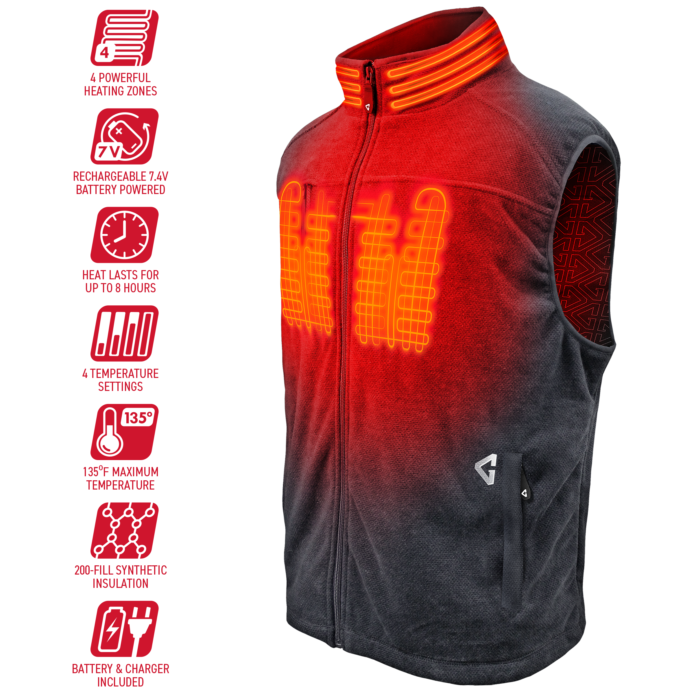 Chaleco térmico de poliéster gris para hombre de Gerbing talla pequeña