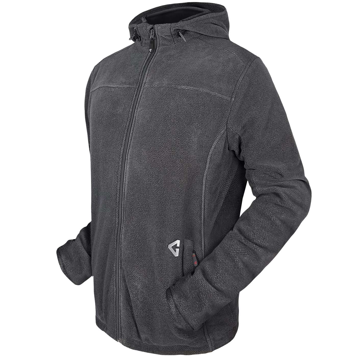 Chamarra con calefacción capucha de franela gris para hombre de peso medio Gerbing (talla pequeña) Batería y cargador incluidos.