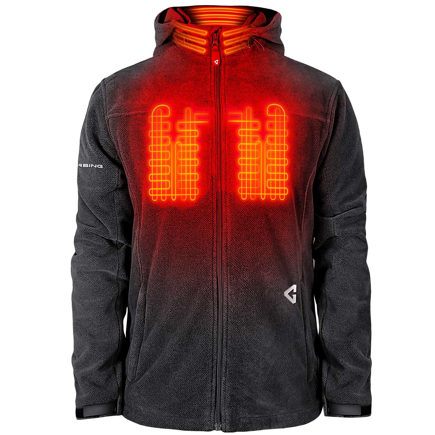 Chamarra con calefacción capucha de franela gris para hombre de peso medio Gerbing (talla pequeña) Batería y cargador incluidos.
