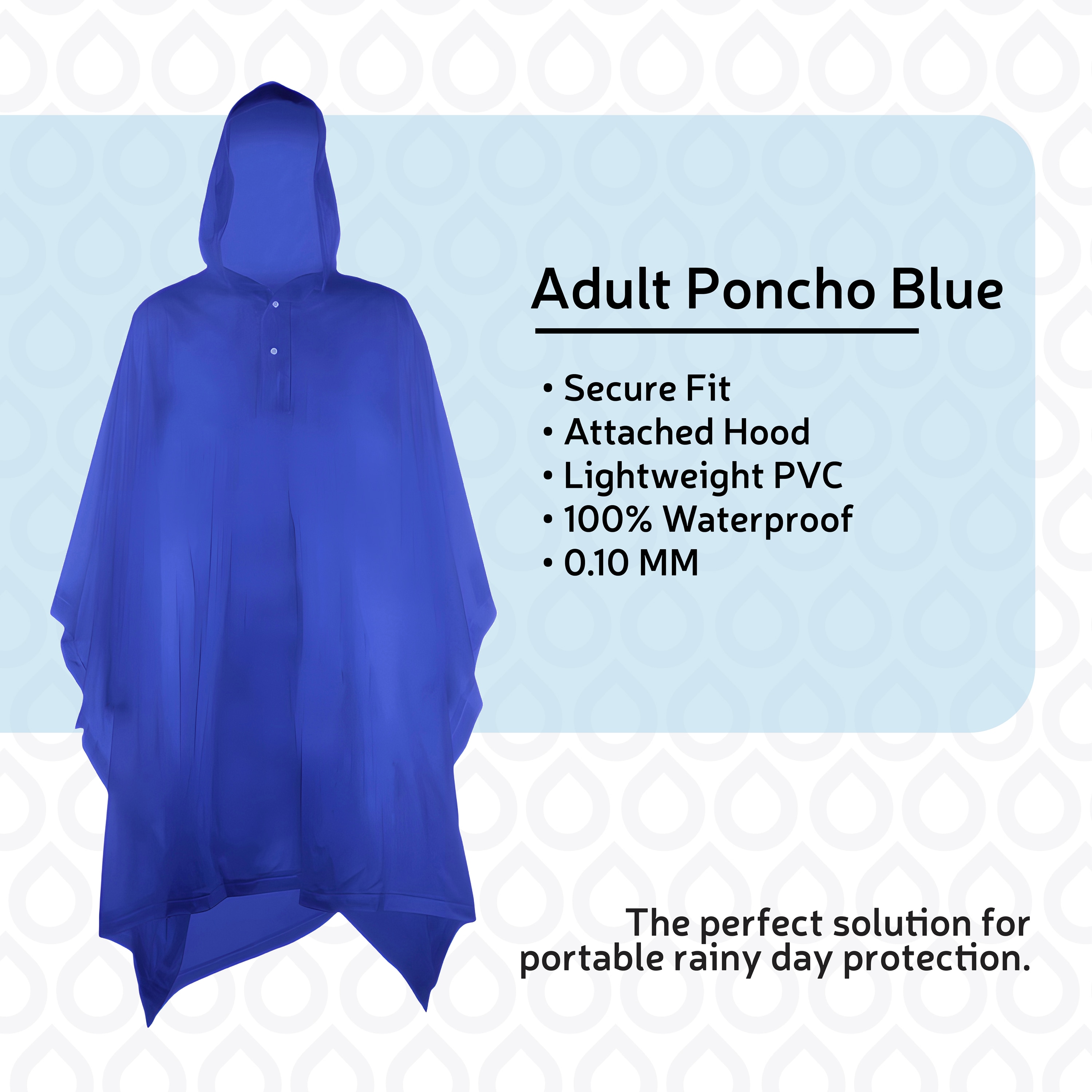 Capa con capucha ligera para adulto unisex en color azul (Talla única) - Ideal para la lluvia