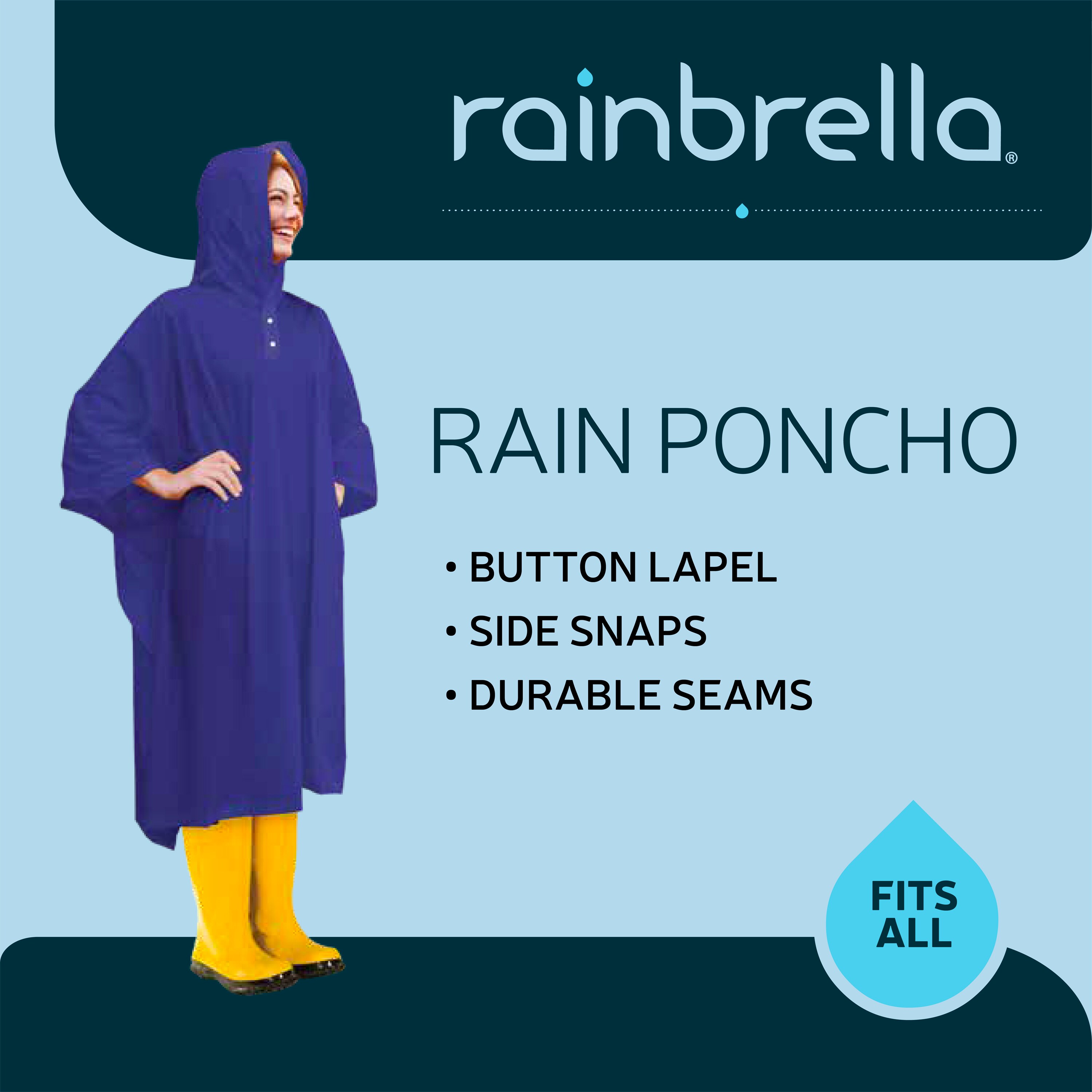 Capa con capucha ligera para adulto unisex en color azul (Talla única) - Ideal para la lluvia