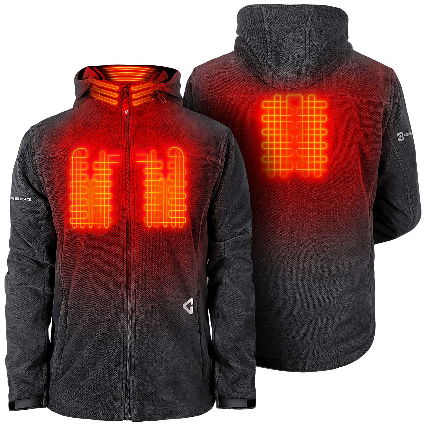 Chamarra térmica gris con capucha para hombre de peso medio de Gerbing (Talla Grande) - Batería y cargador incluidos