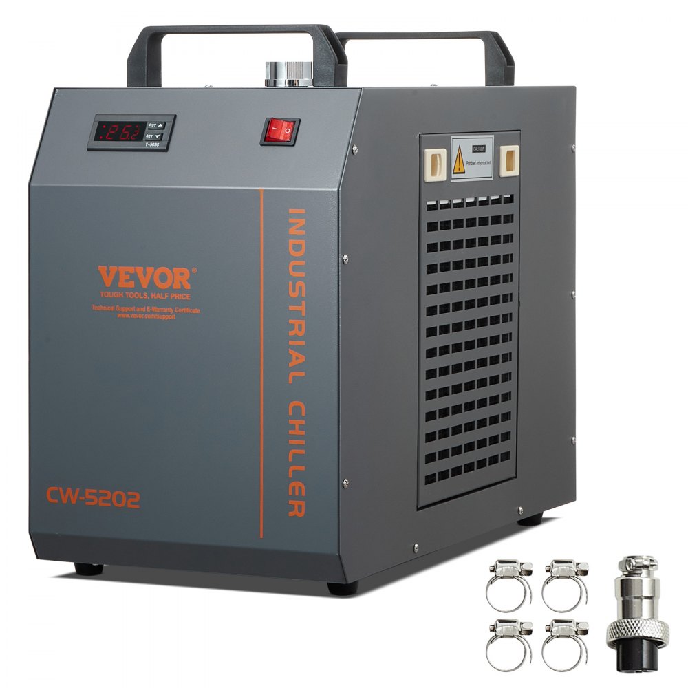 VEVOR Industrial Water Chiller, CW-5202, Industrial Water Cooler Cooling System with Built-in Compressor 7L Water Tank Capacity 18 L/min Max Flow Rate, for CO2 Laser Engraving Machine Cooling Machine - GYLSJYSJS7L18IJHWV1