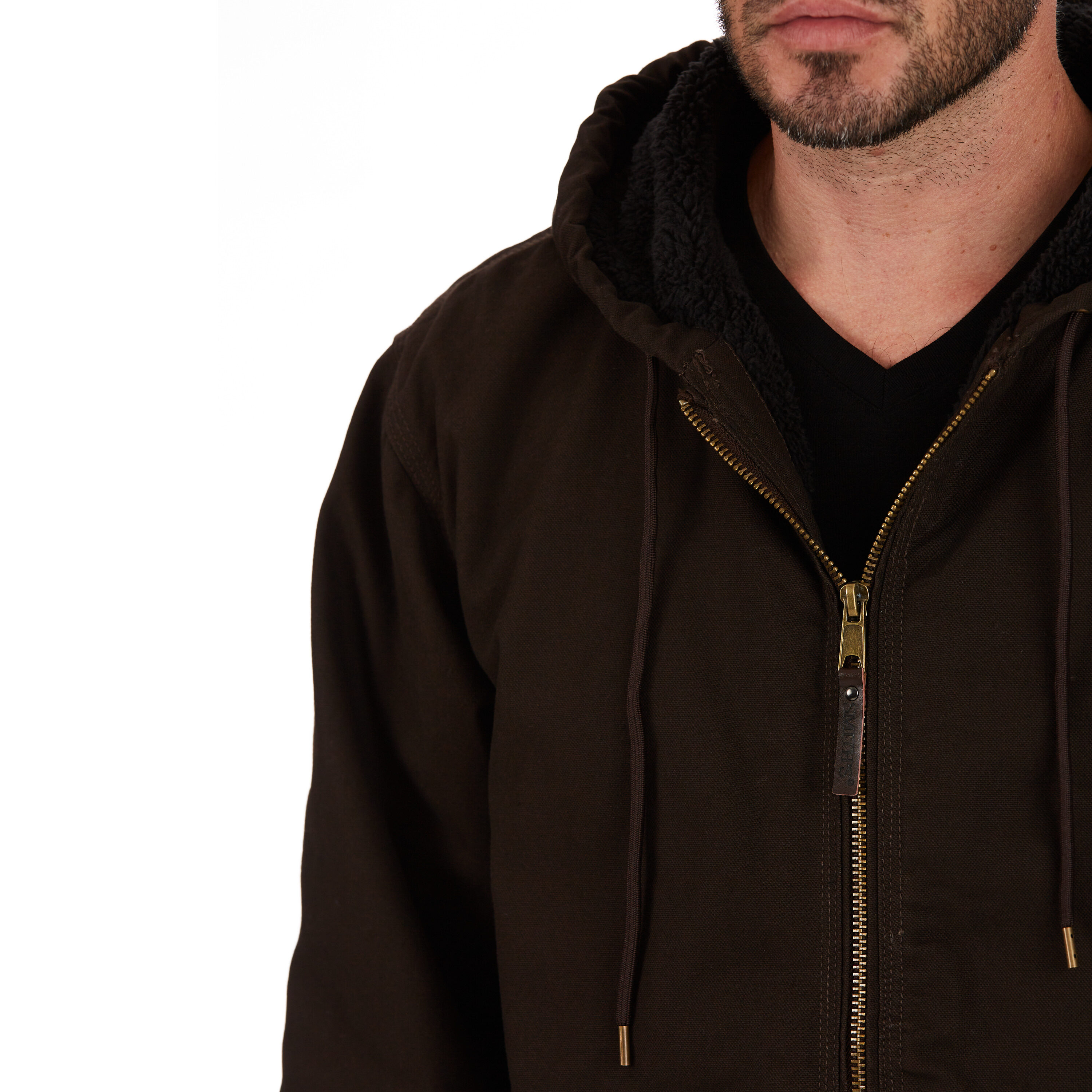 Chamarra de trabajo con capucha de lienzo pesado marrón para hombres de Smith's Workwear (2XL)