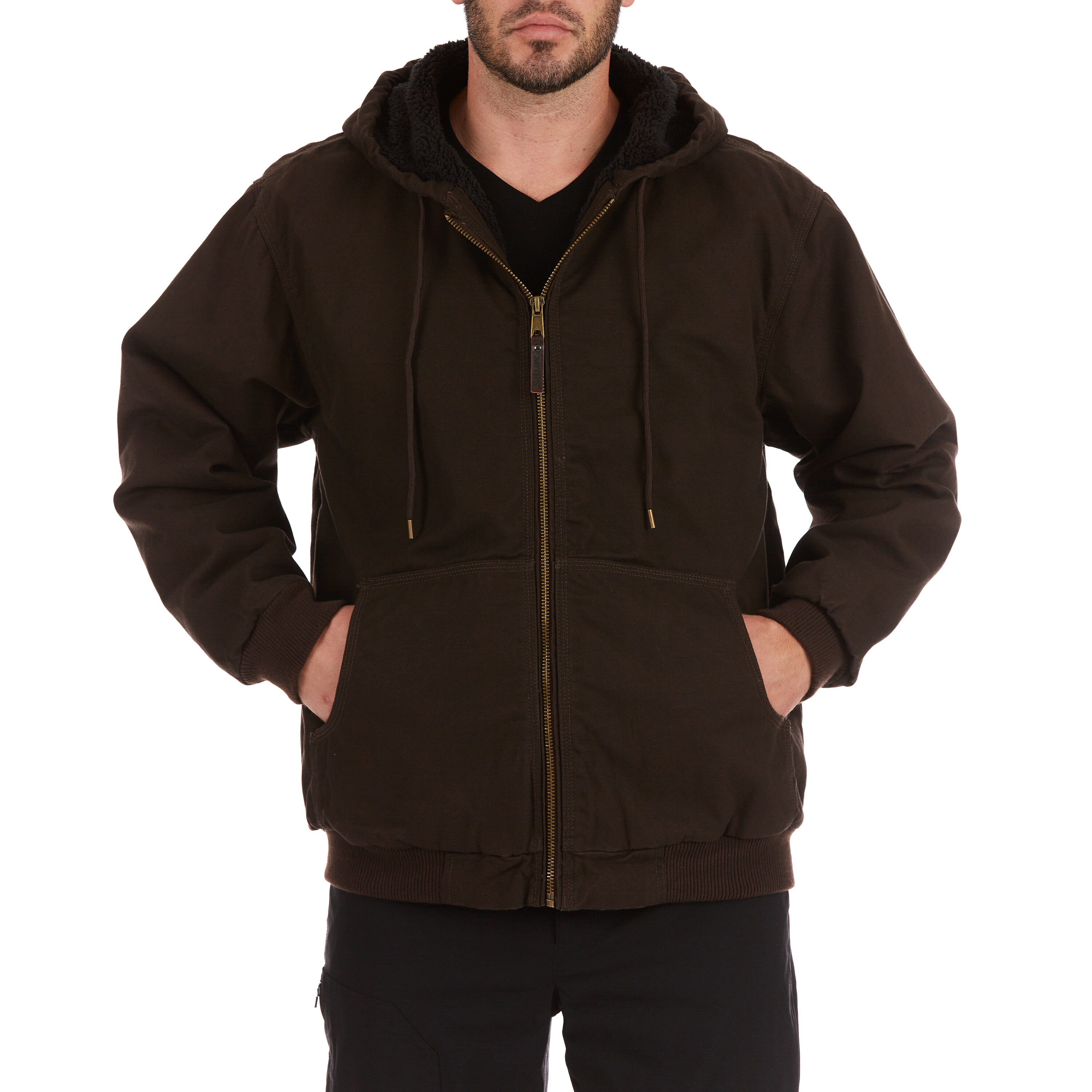 Chamarra de trabajo con capucha de lienzo pesado marrón para hombres de Smith's Workwear (2XL)