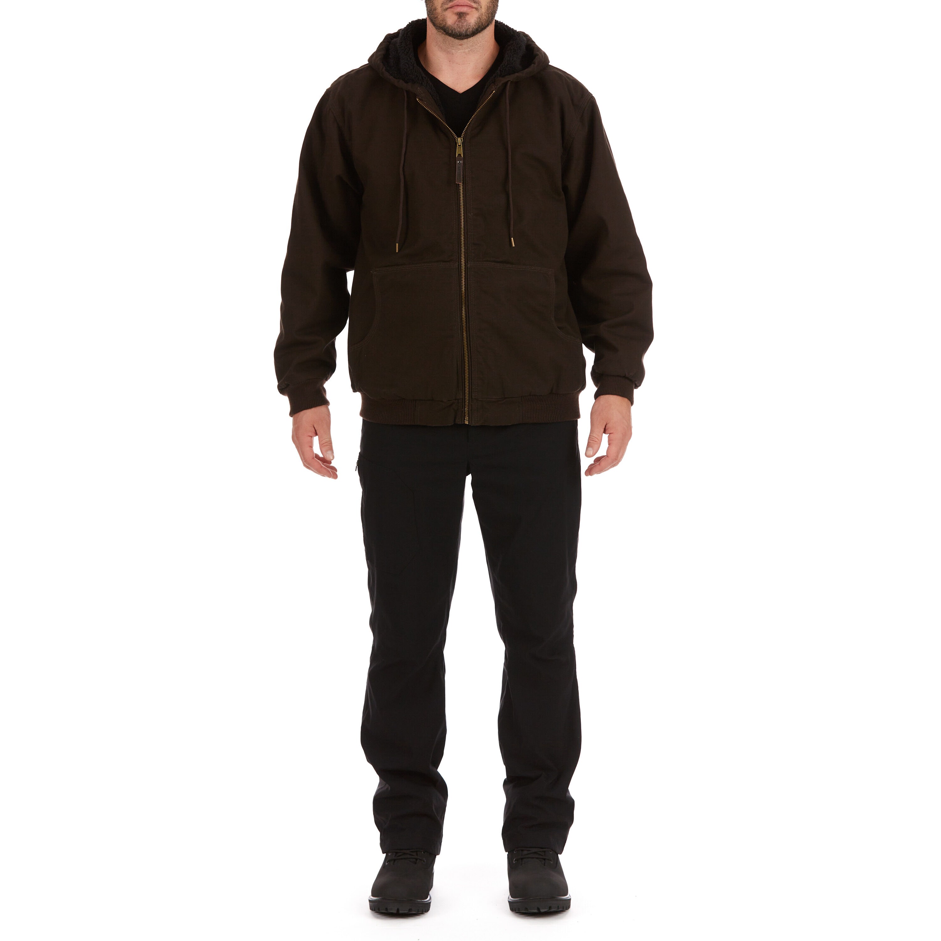Chamarra de trabajo con capucha de lienzo pesado marrón para hombres de Smith's Workwear (2XL)