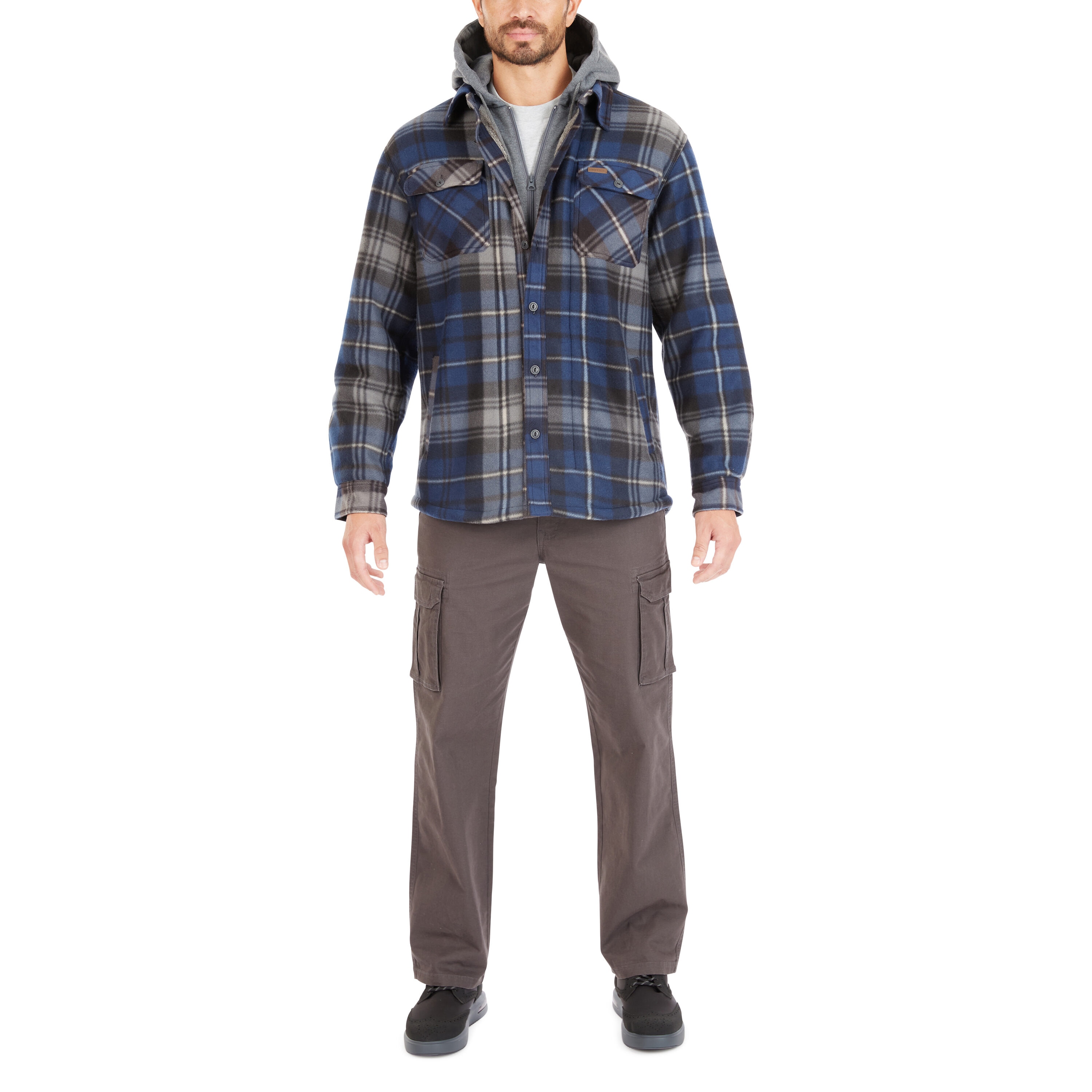 Chamarra de Trabajo Acolchada con Capucha para Hombre en Azul Marino/Gris-368 de Smith's Workwear (2XL)