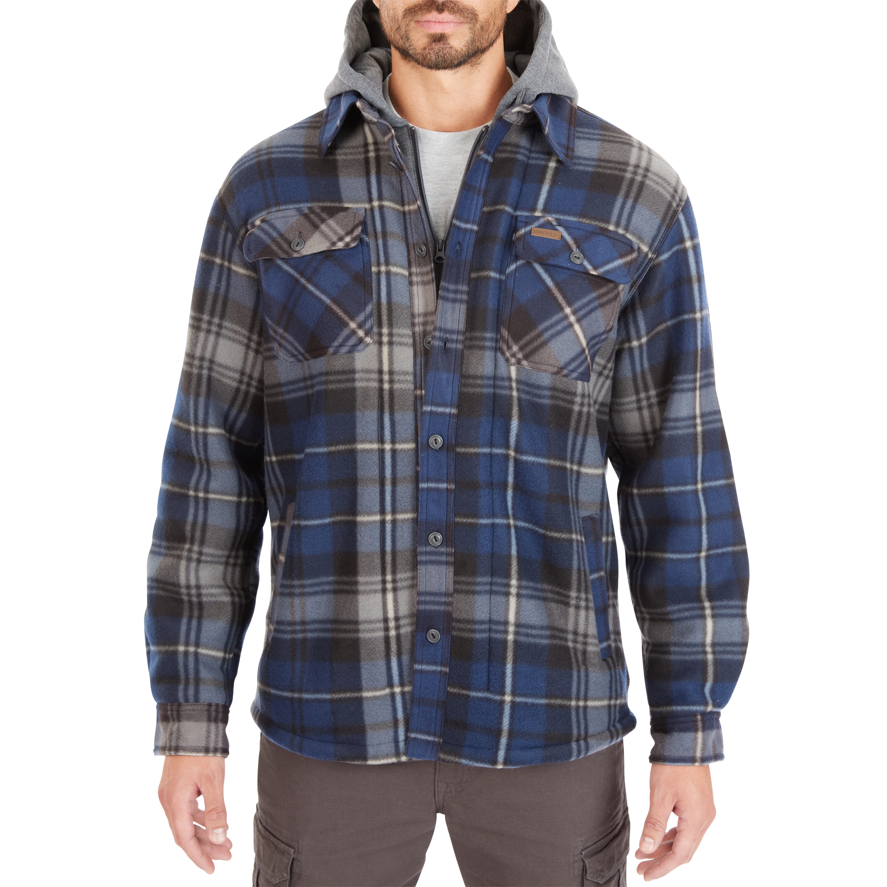 Chamarra de Trabajo Acolchada con Capucha para Hombre en Azul Marino/Gris-368 de Smith's Workwear (2XL)