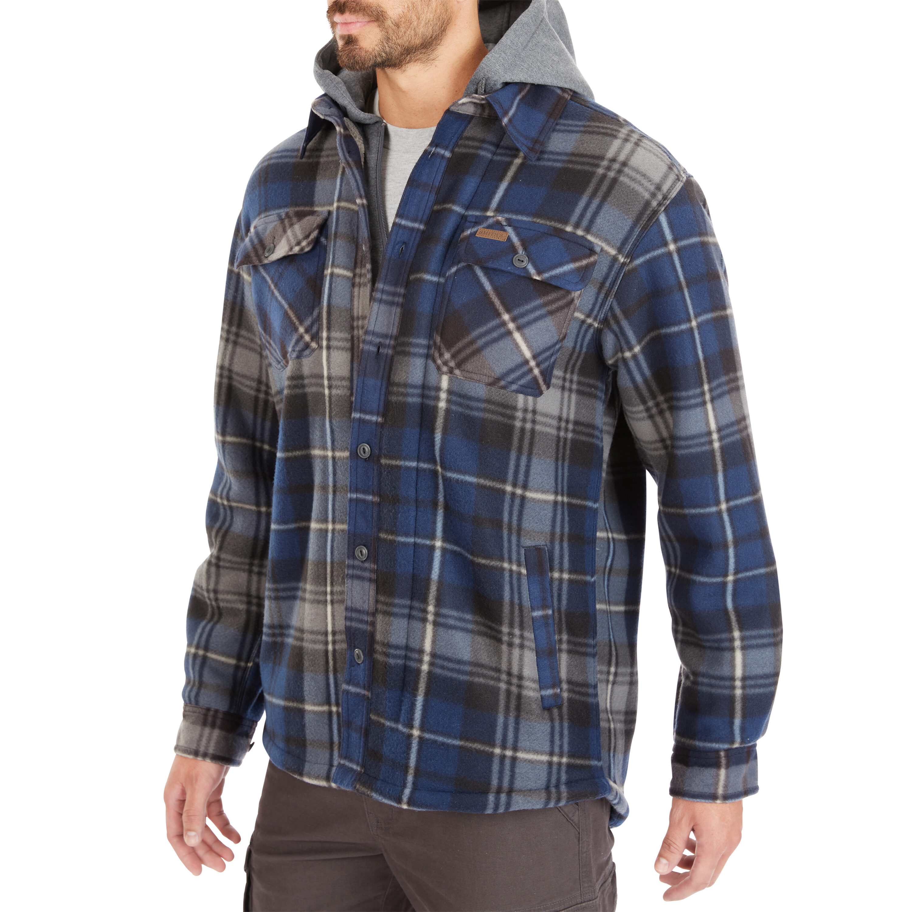 Chamarra de Trabajo Acolchada con Capucha para Hombre en Azul Marino/Gris-368 de Smith's Workwear (2XL)