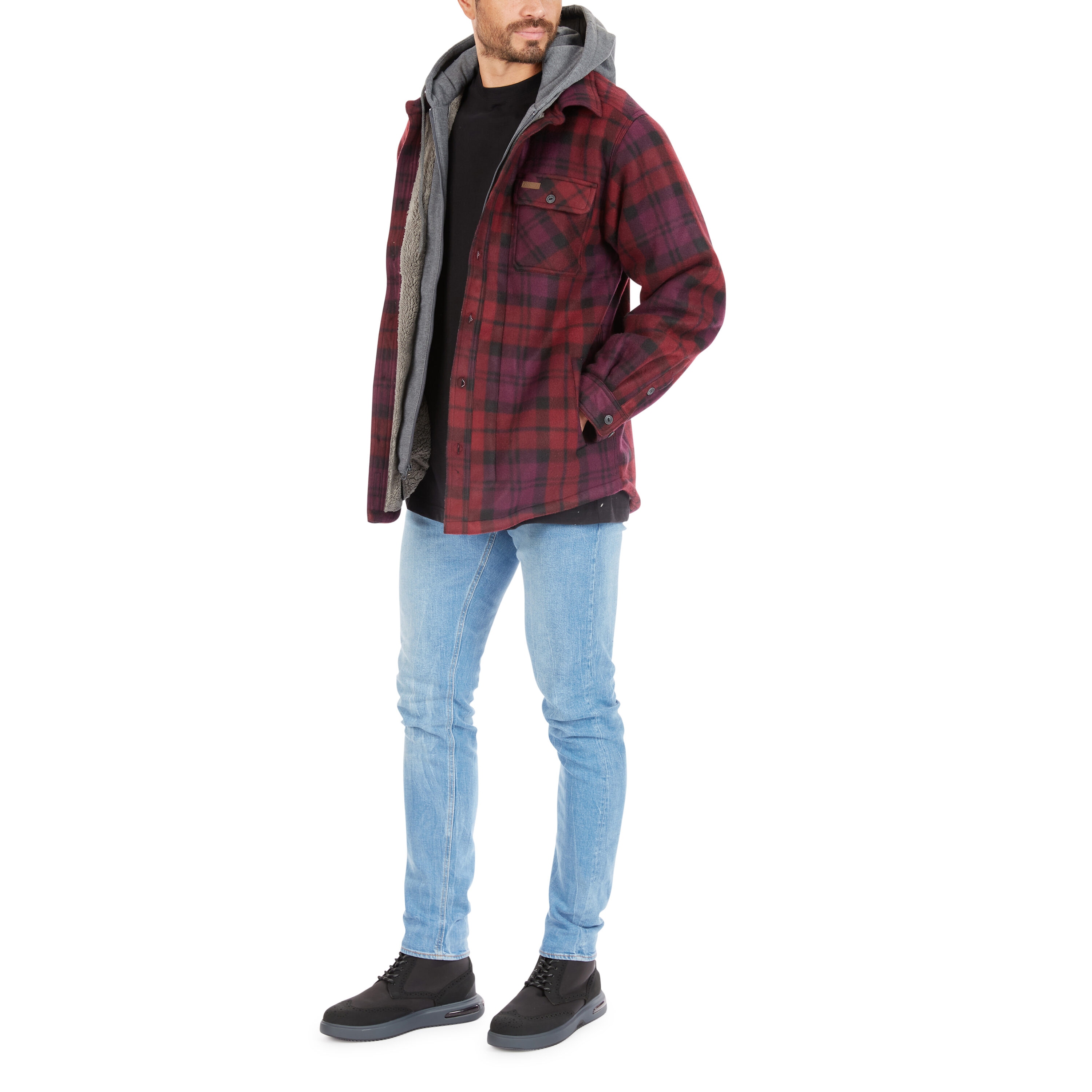 Chamarra de Trabajo Acolchada con Capucha en Borgoña para Hombres de Smith's Workwear (2XL)