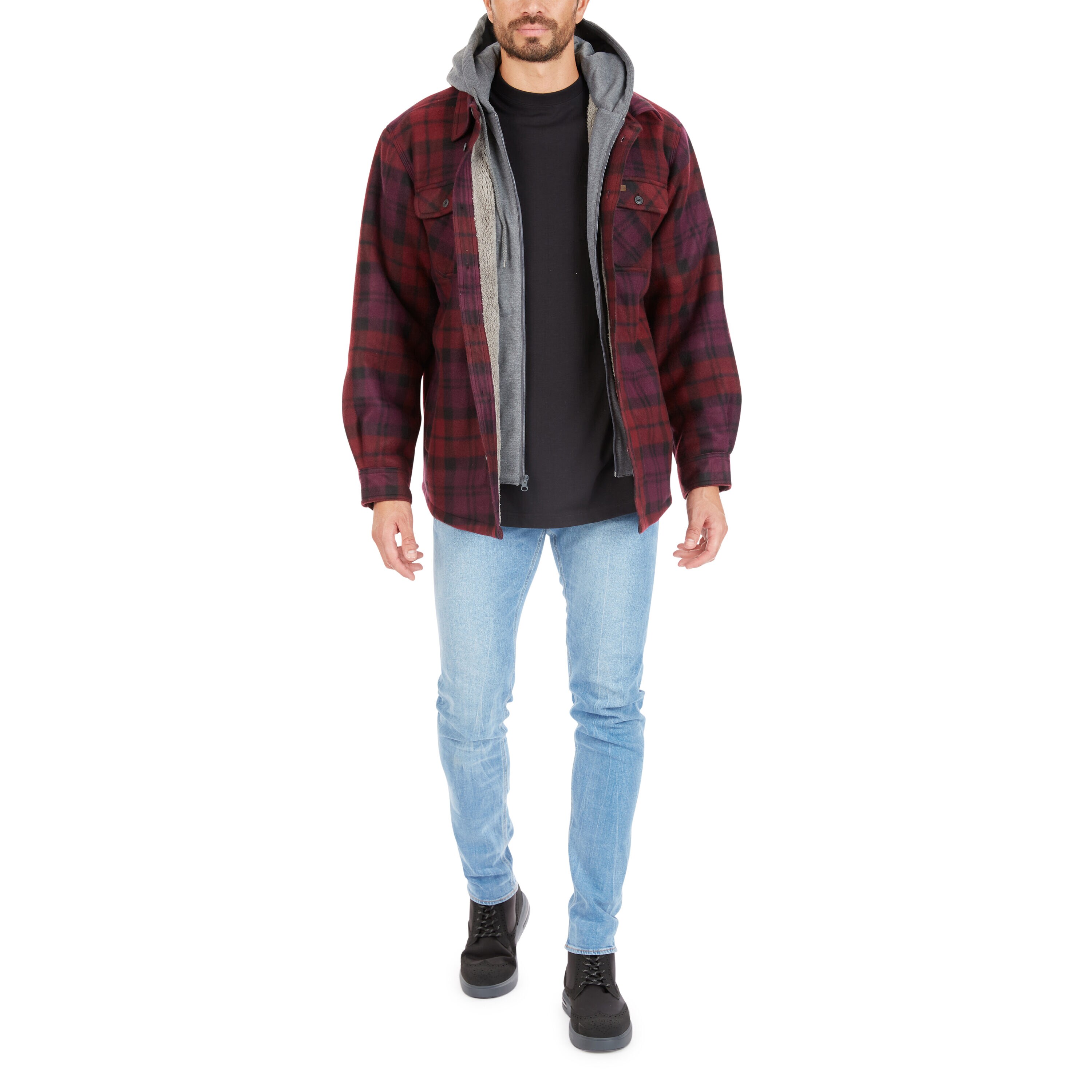 Chamarra de Trabajo Acolchada con Capucha en Borgoña para Hombres de Smith's Workwear (2XL)