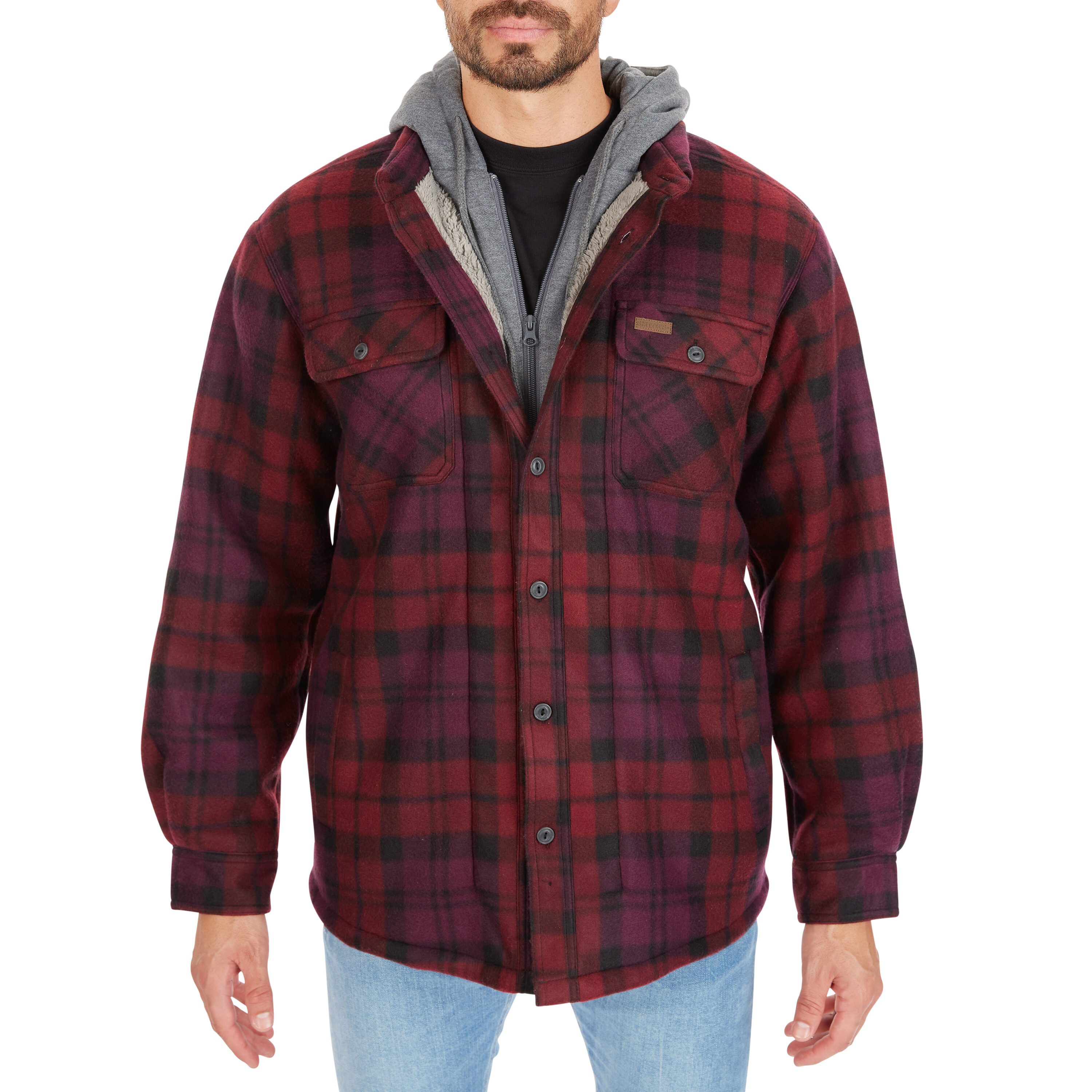 Chamarra de Trabajo Acolchada con Capucha en Borgoña para Hombres de Smith's Workwear (2XL)