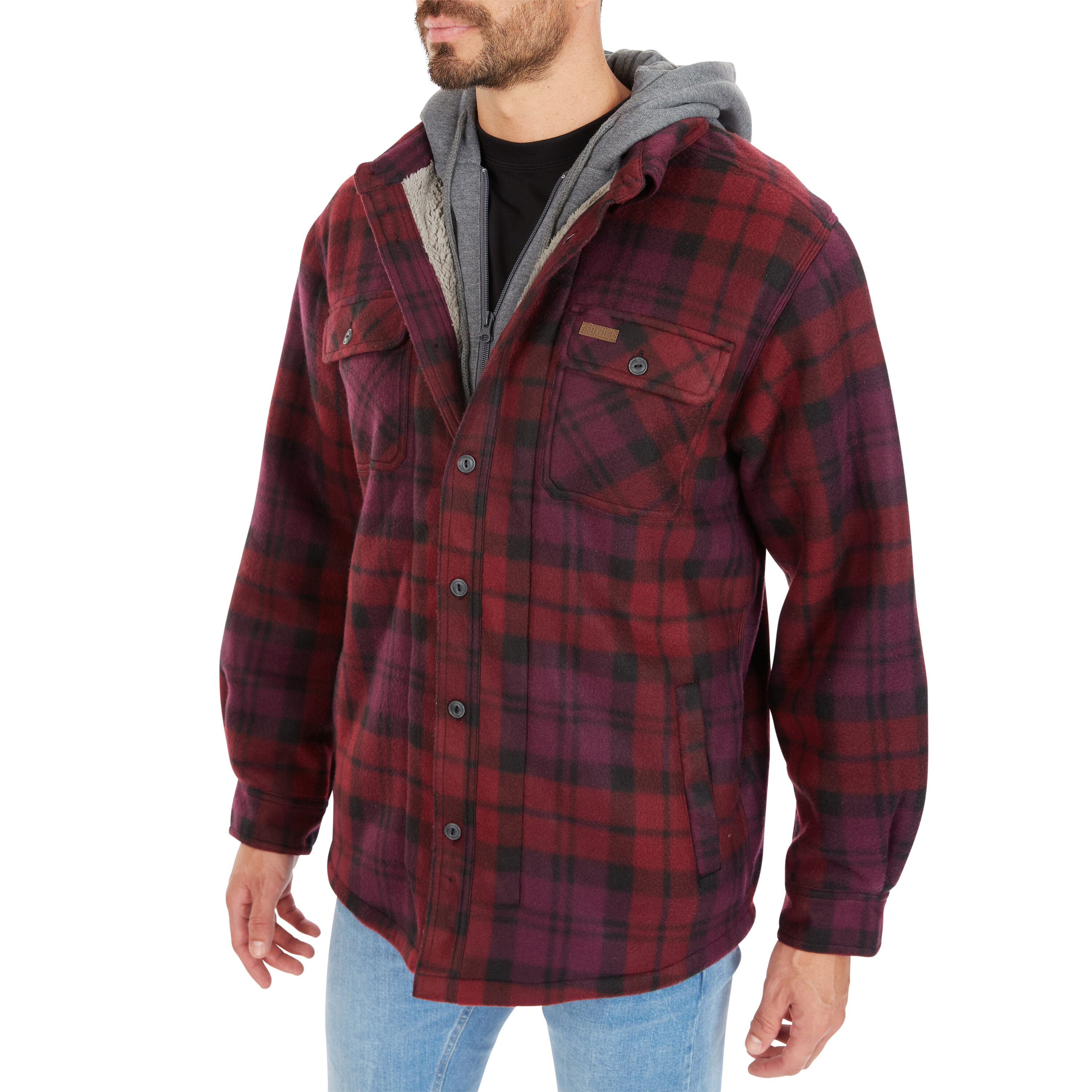 Chamarra de Trabajo Acolchada con Capucha en Borgoña para Hombres de Smith's Workwear (2XL)