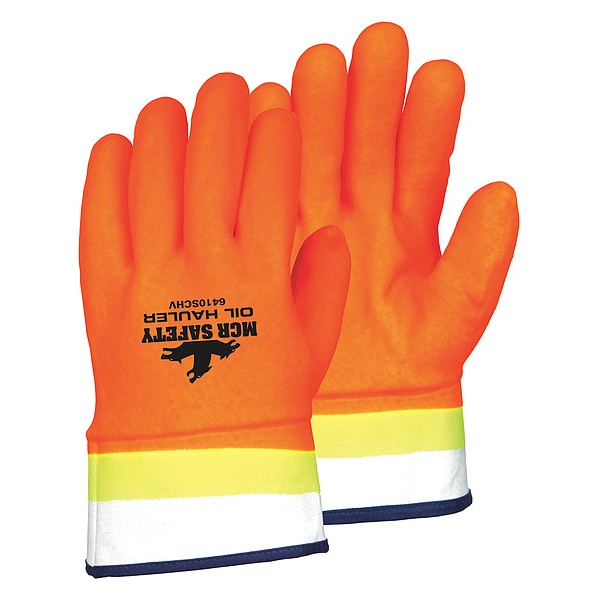 Guantes resistentes a químicos de 10" de Mcr Safety, PVC, L, paquete de 12 - 6410SCHV