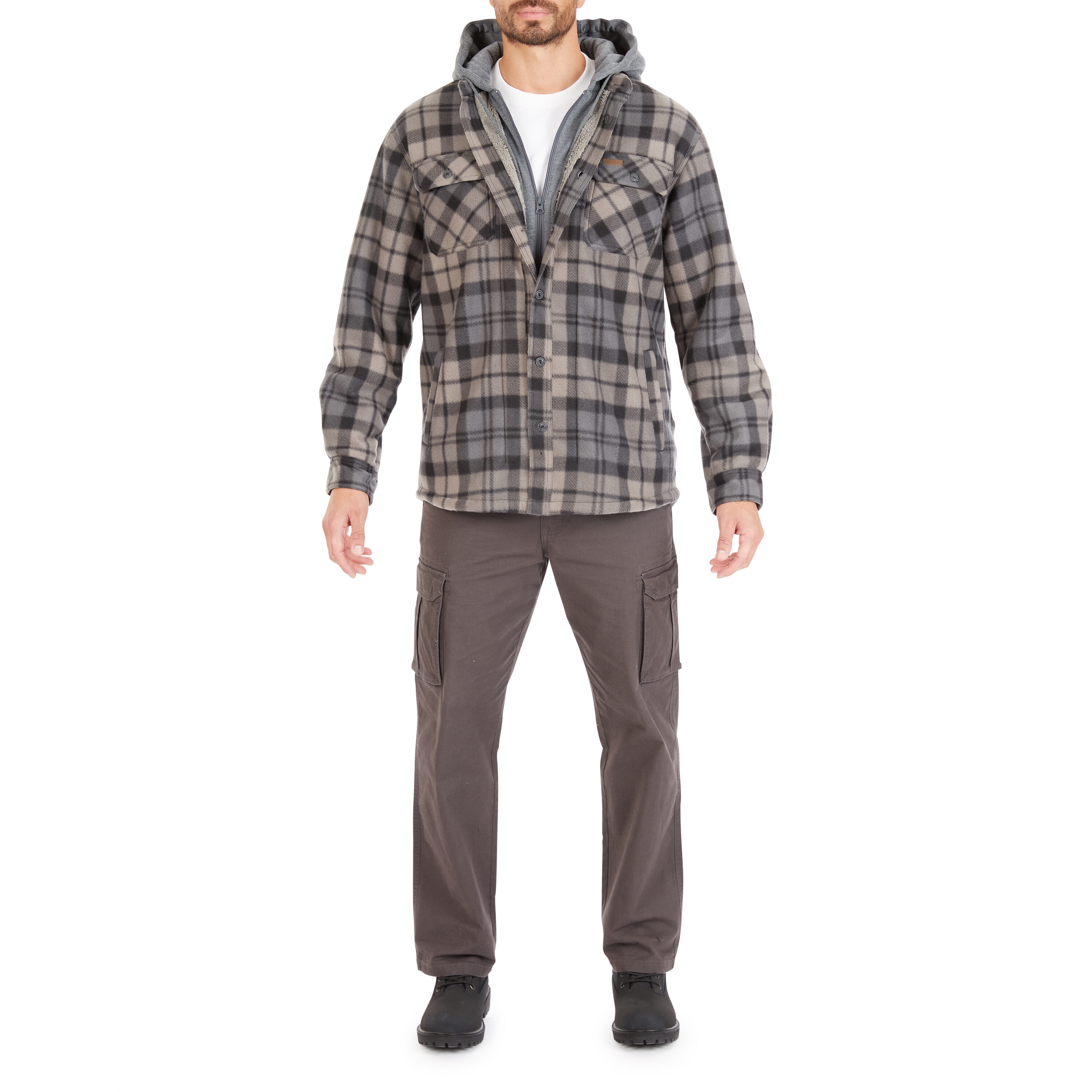 Chamarra de trabajo aislada con capucha de poliéster negro/gris para hombre de Smith's Workwear (2XL)