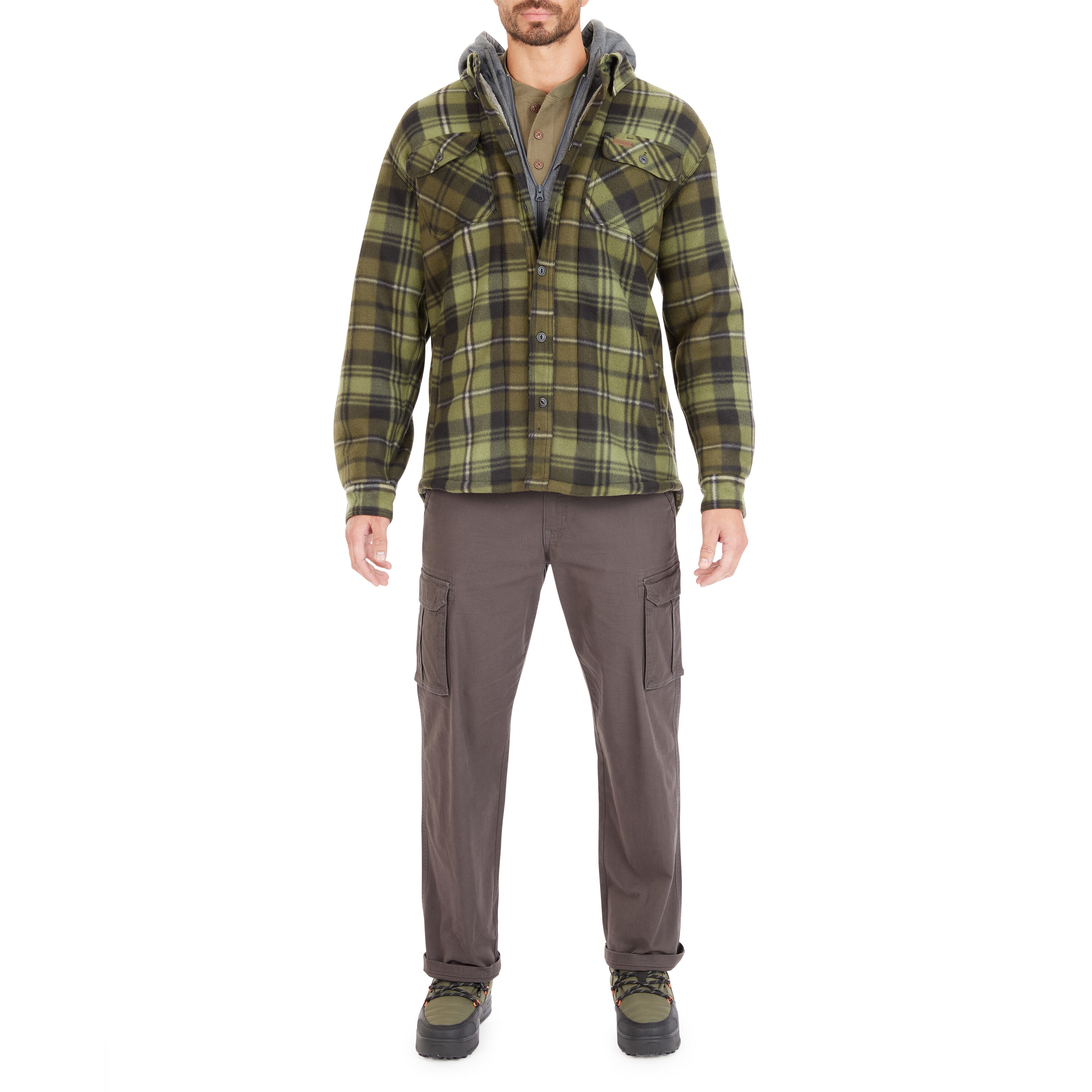 Chamarra de trabajo con capucha y aislante en verde/negro para hombre de Smith's Workwear (2XL) - S3215FC2-OBK-2XL