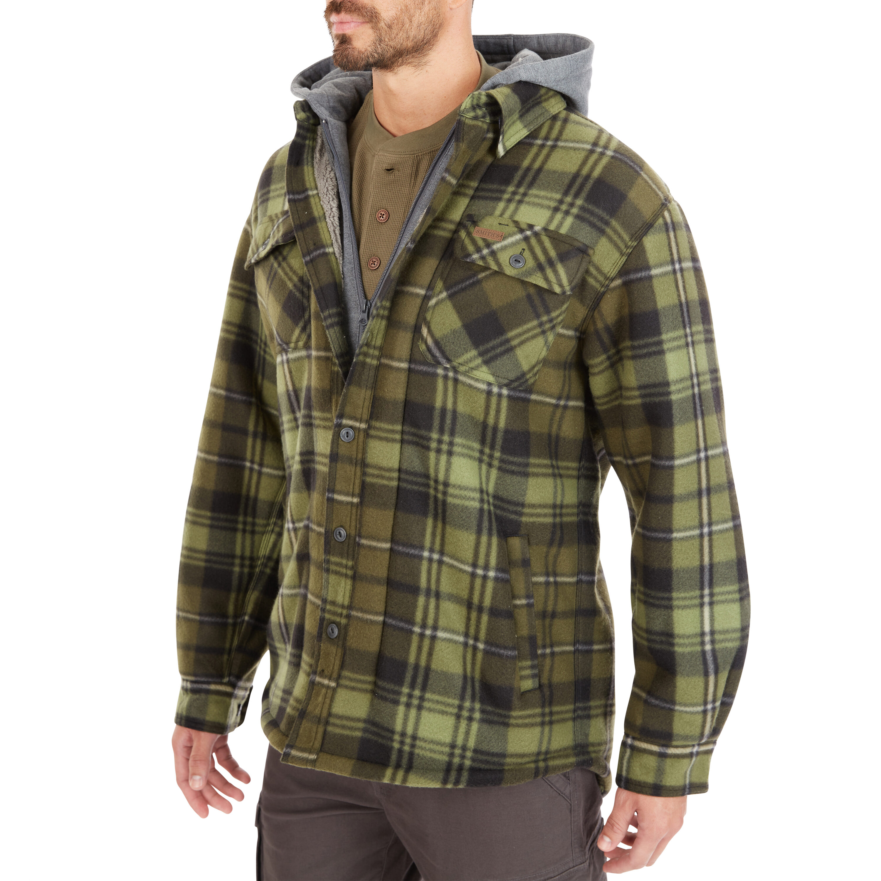 Chamarra de trabajo con capucha y aislante en verde/negro para hombre de Smith's Workwear (2XL) - S3215FC2-OBK-2XL