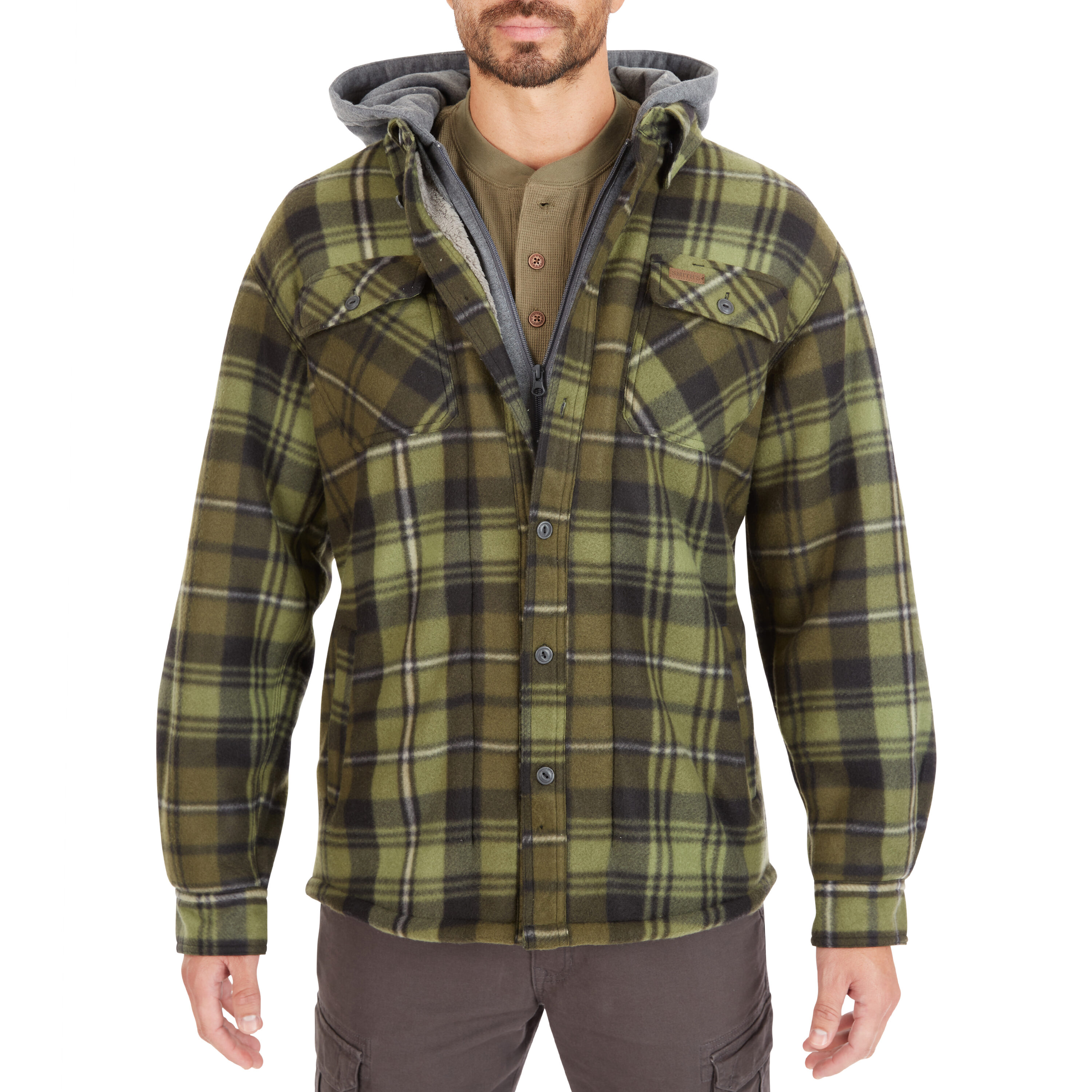 Chamarra de trabajo con capucha y aislante en verde/negro para hombre de Smith's Workwear (2XL) - S3215FC2-OBK-2XL