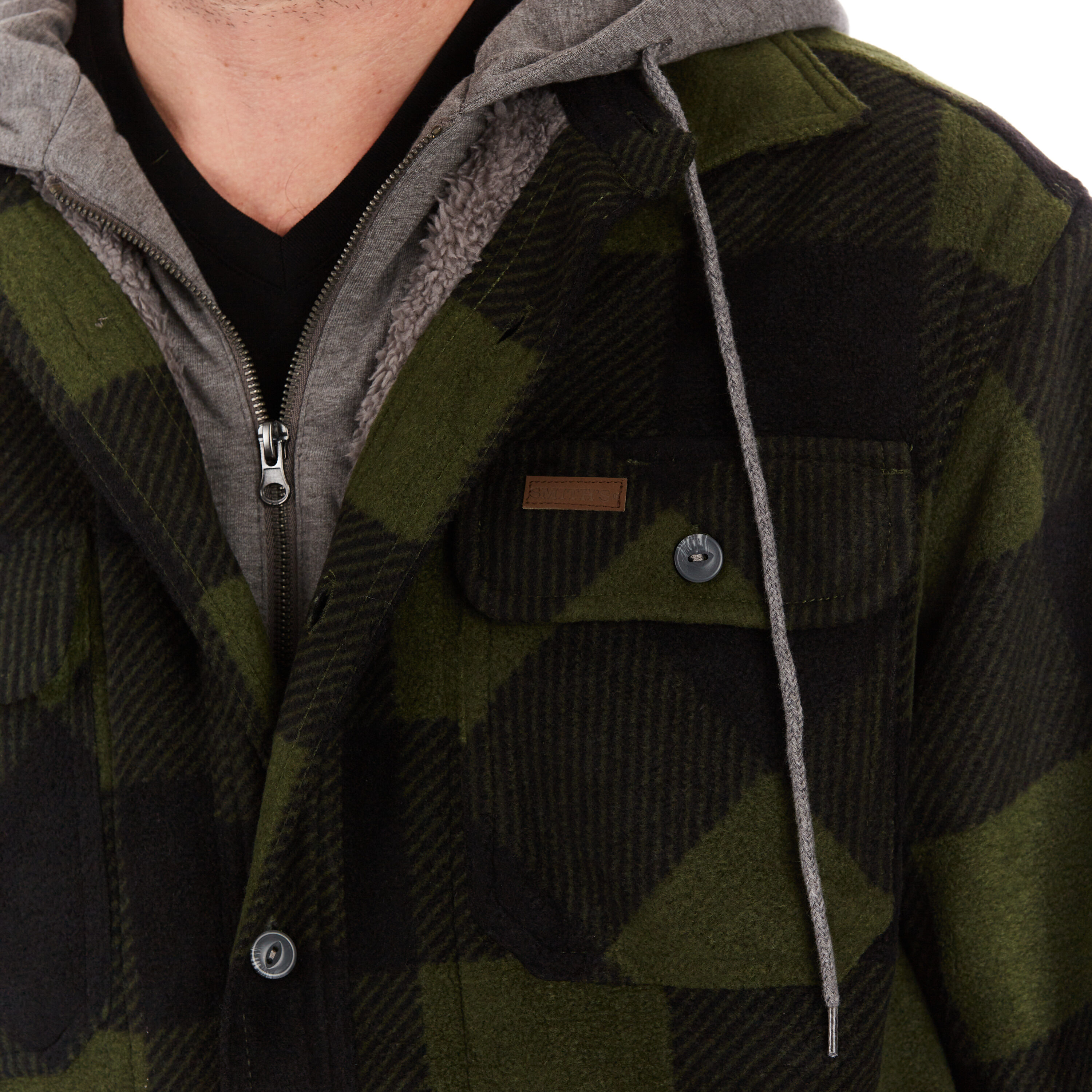 Chamarra de trabajo aislada con capucha en poliéster para hombre en color olivo/negro (2XL)