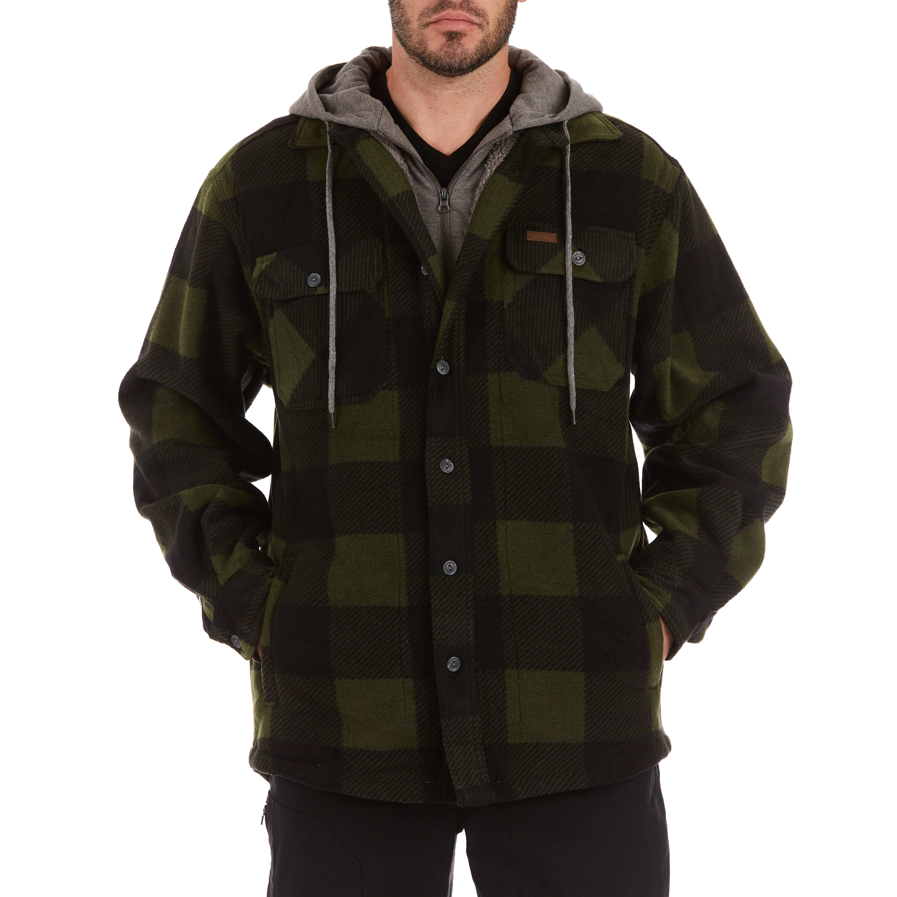 Chamarra de trabajo aislada con capucha en poliéster para hombre en color olivo/negro (2XL)