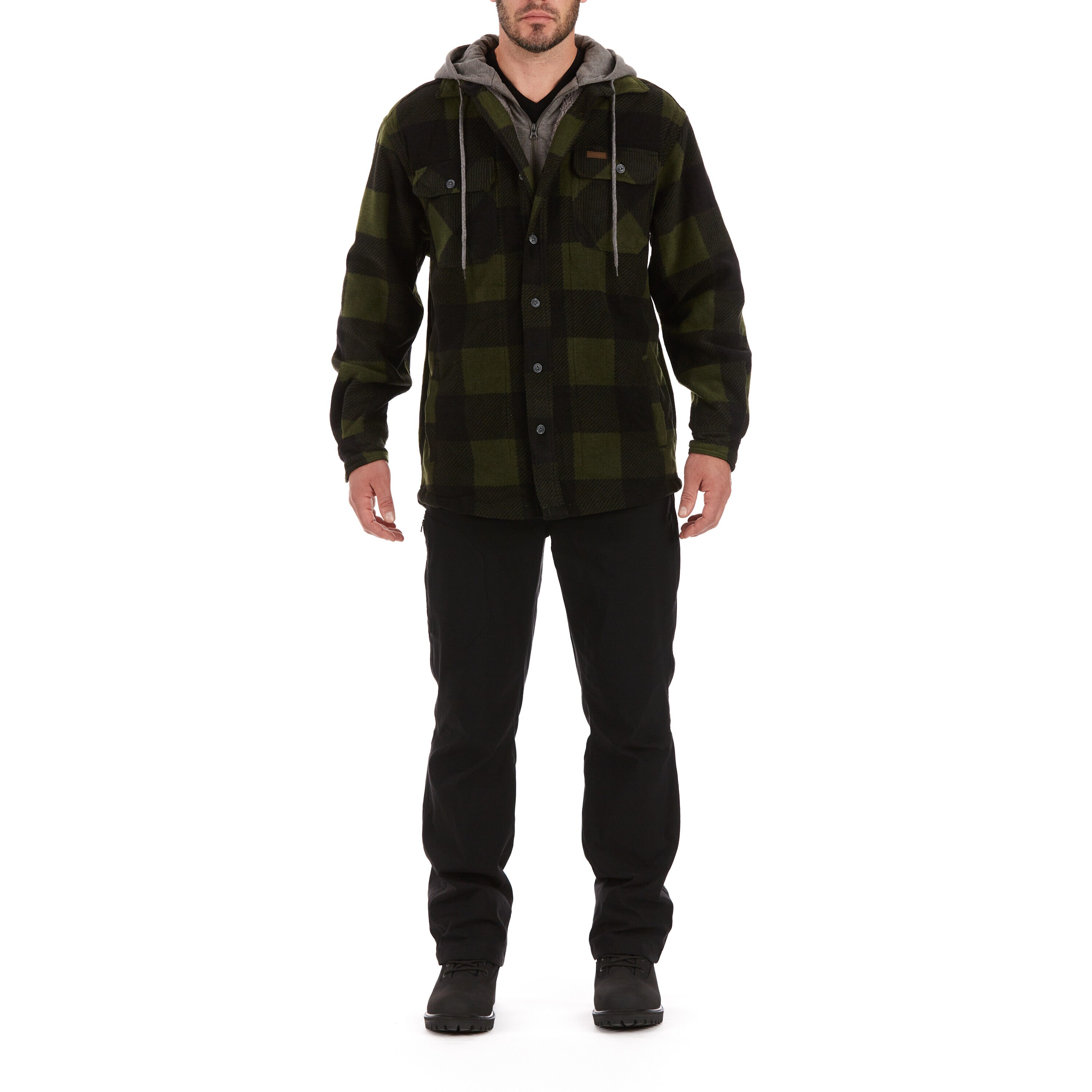 Chamarra de trabajo aislada con capucha en poliéster para hombre en color olivo/negro (2XL)