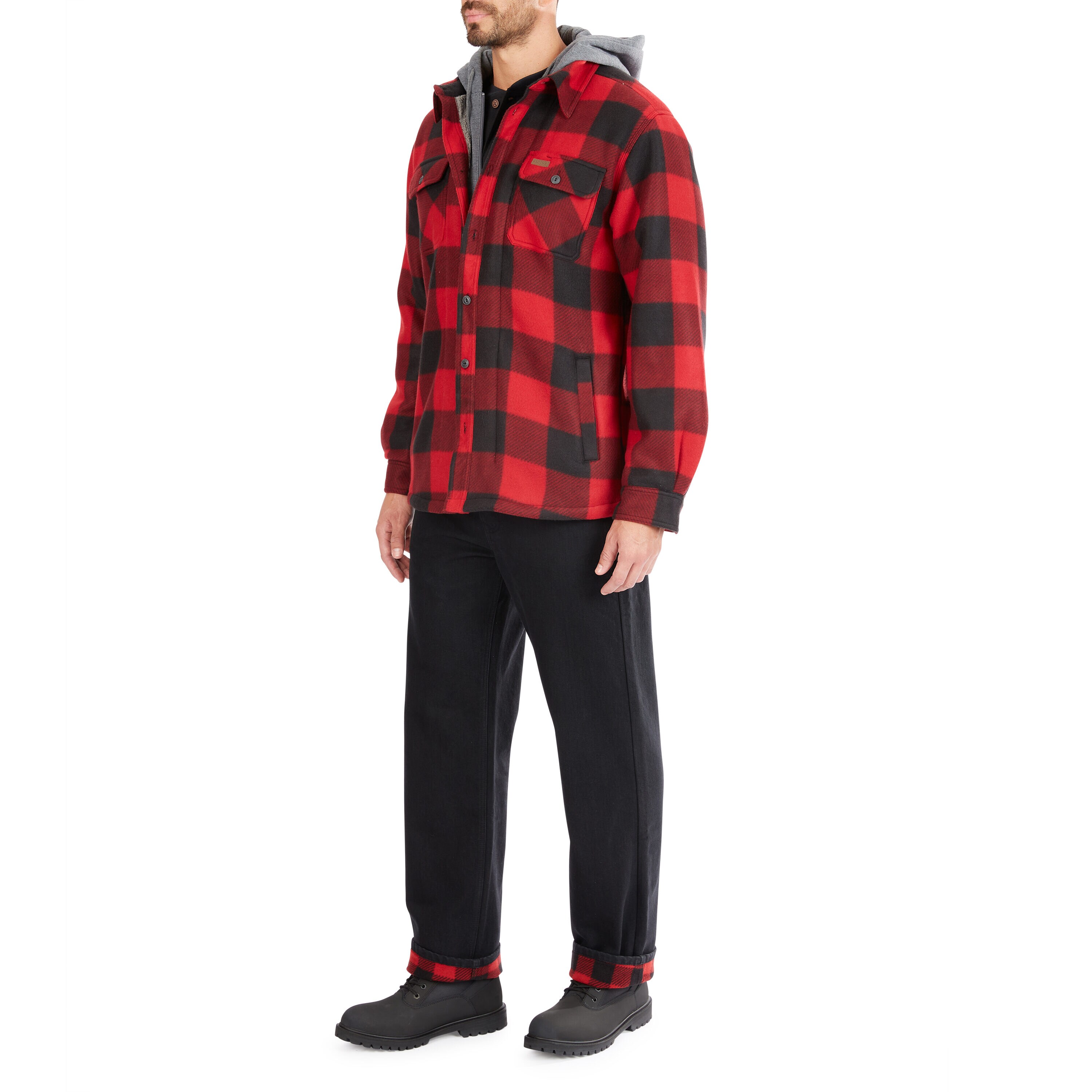 Chamarra de trabajo aislada con capucha de poliéster rojo/negro para hombre de Smith's Workwear (2XL)