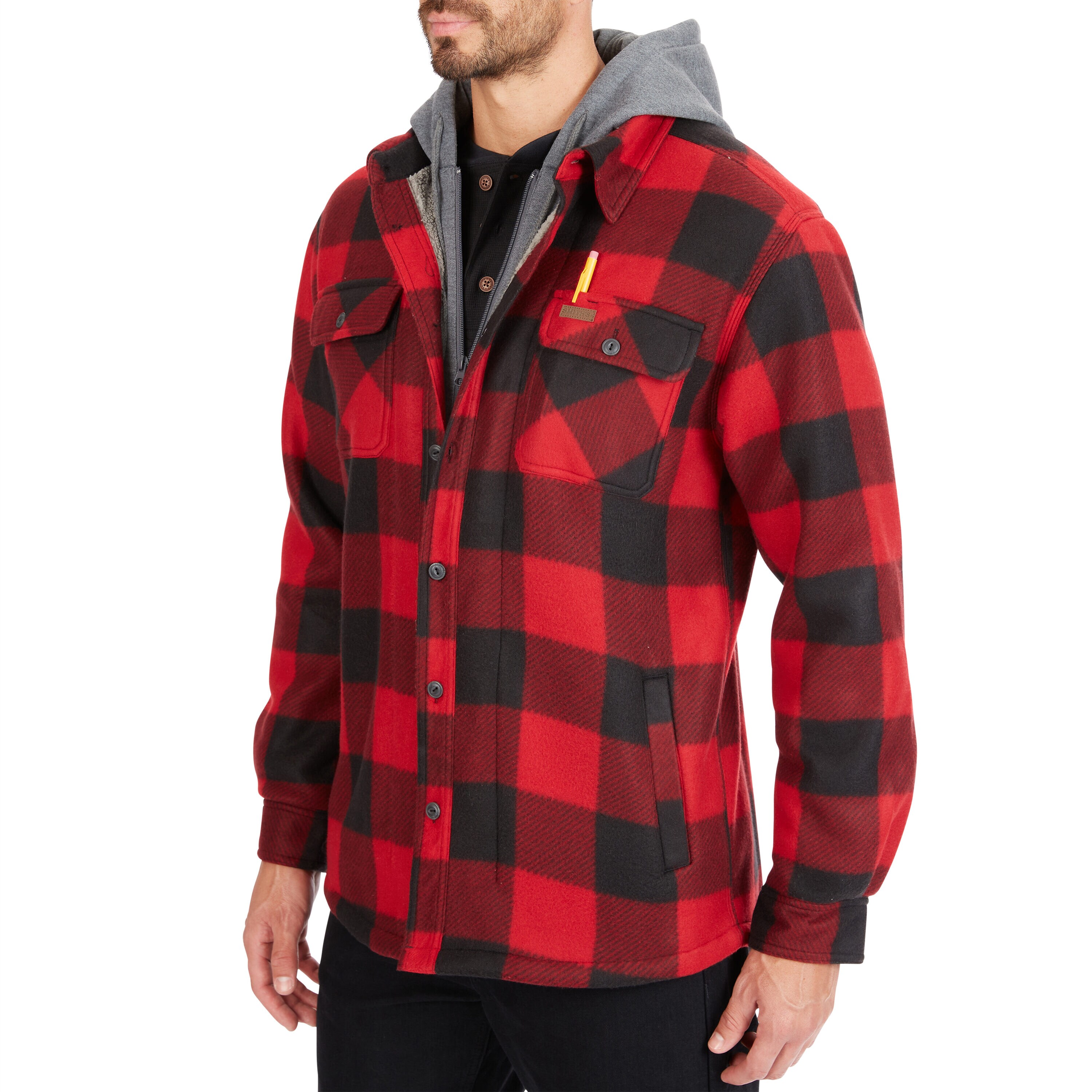 Chamarra de trabajo aislada con capucha de poliéster rojo/negro para hombre de Smith's Workwear (2XL)